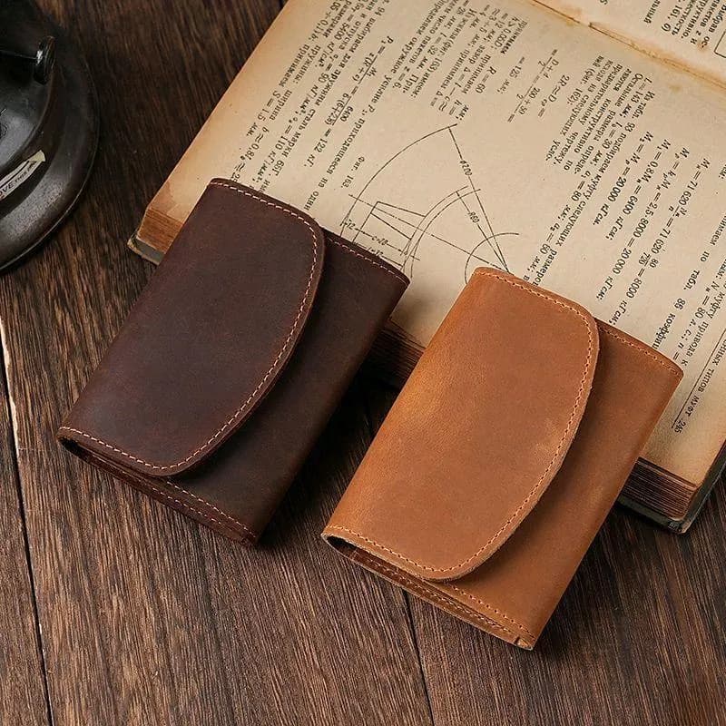 Handmade Crazy Horse Leather Card Holder, Minimalist Vintage Slim Wallet for Men & Women - image 3