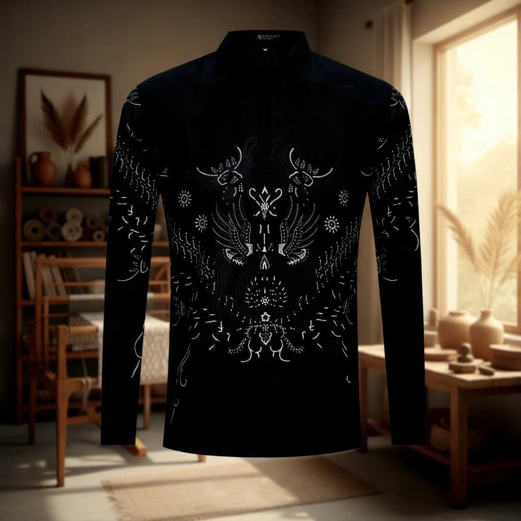 Renjana Batik Shirt: Slim Fit Long Sleeve Indonesian Cotton Top