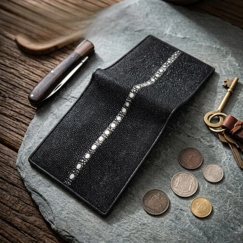 Handmade Thorny Stingray Leather Bifold Wallet, Exotic Brown Wallet - image 5