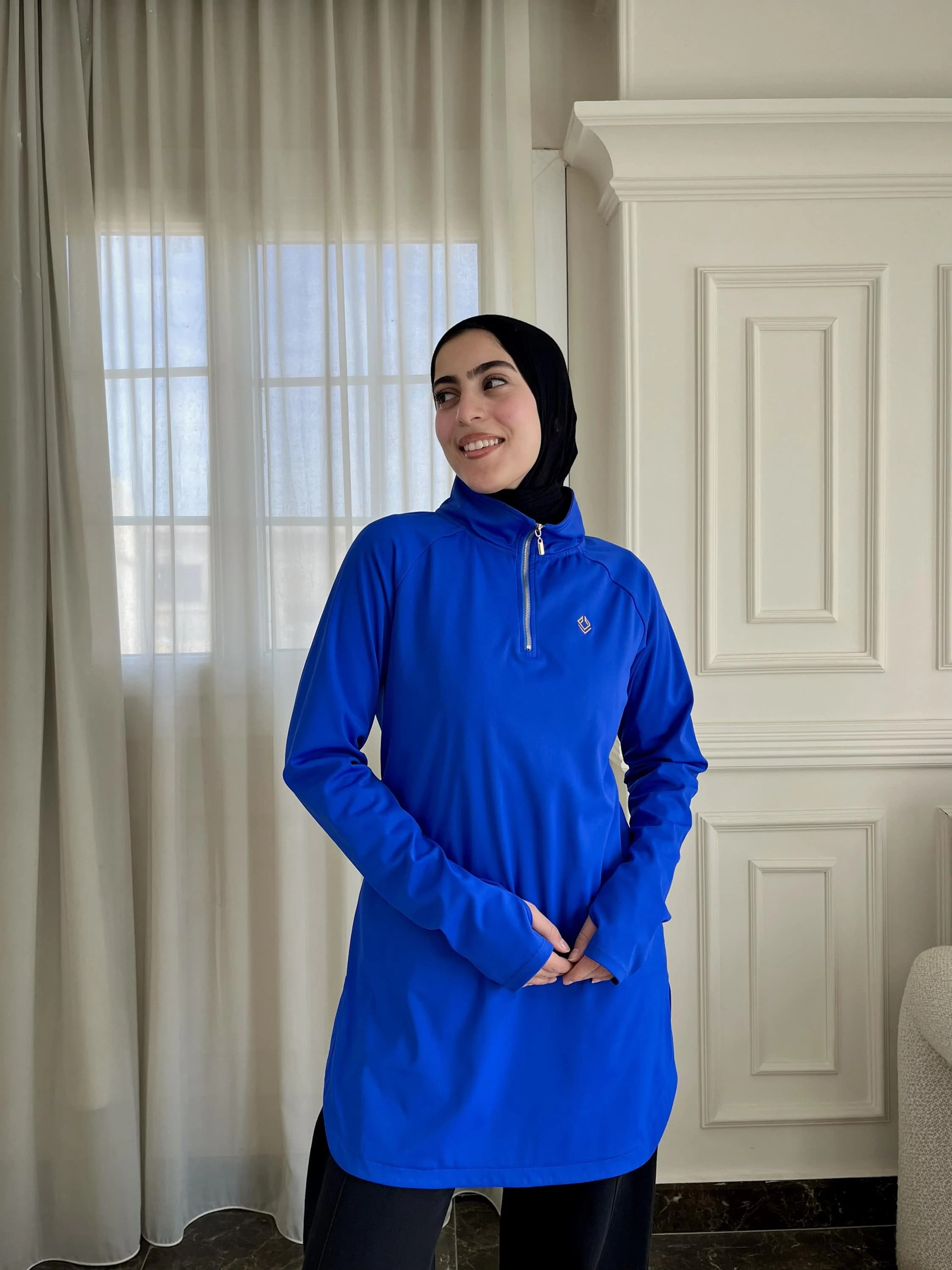 Modest Workout Top | Long Sleeve Gym Shirt, Full Coverage Athletic Wear