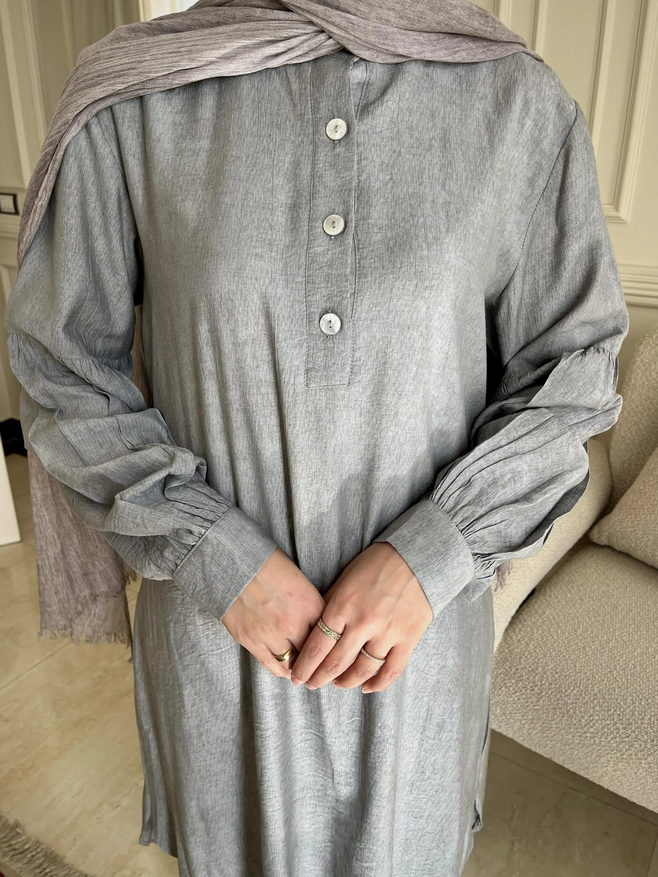Egyptian Linen Blend Tunic | Breathable Long Sleeve Modest Top - image 2