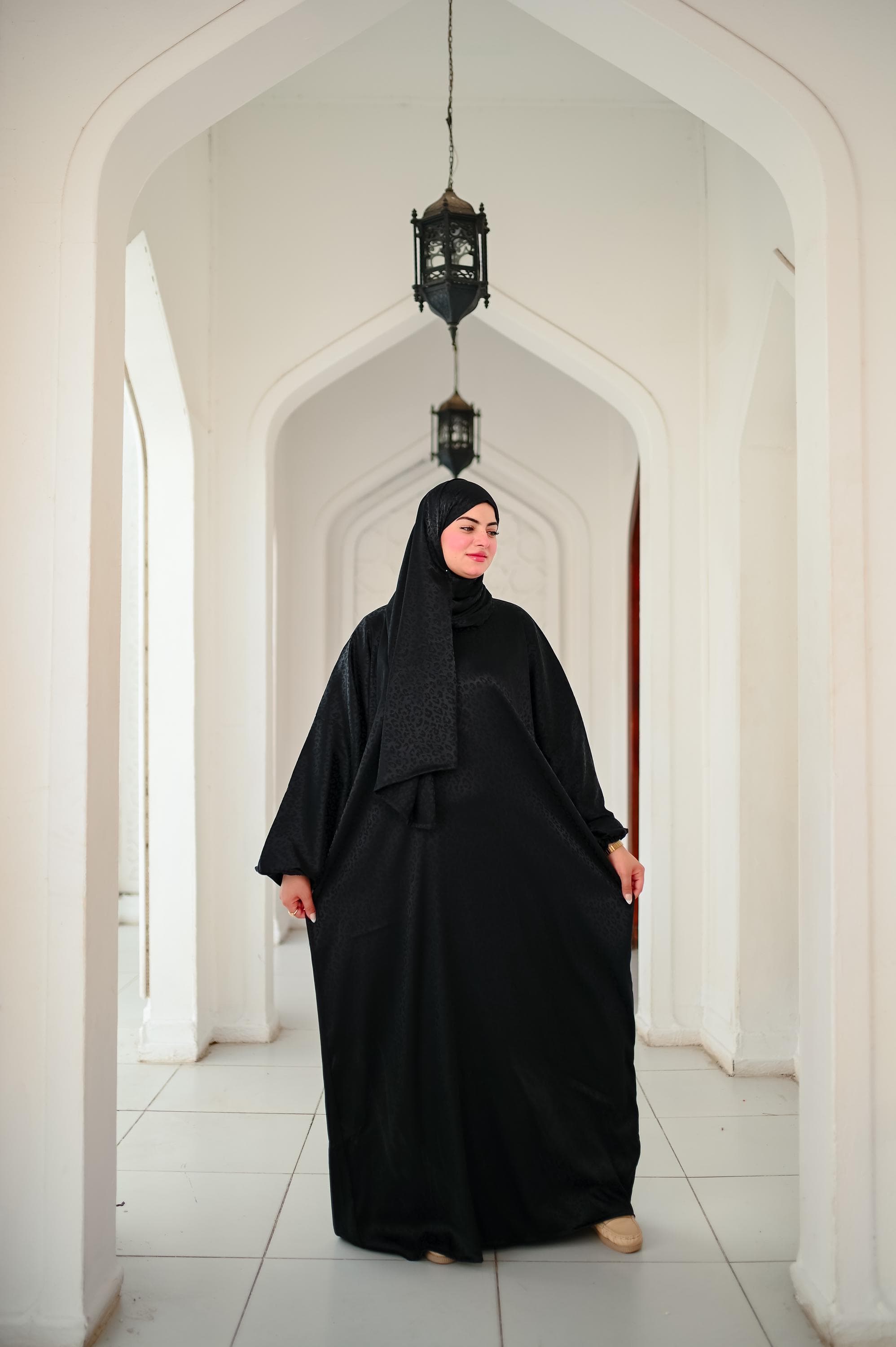 Farida Satin Prayer Dress - Luxury Full-Length Isdal, Modest Prayer Scarf - image 3