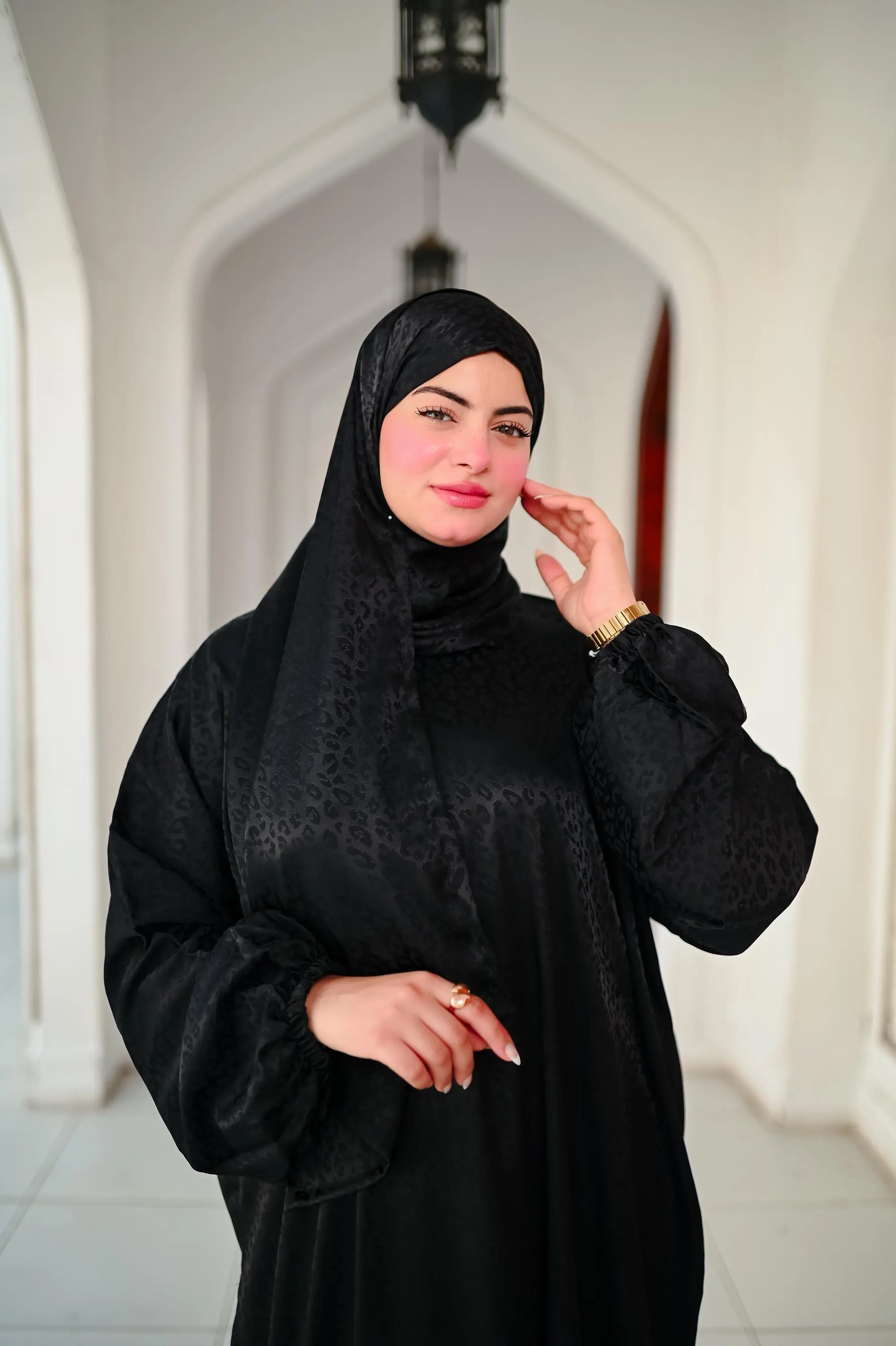 Farida Satin Prayer Dress - Luxury Full-Length Isdal, Modest Prayer Scarf - image 5