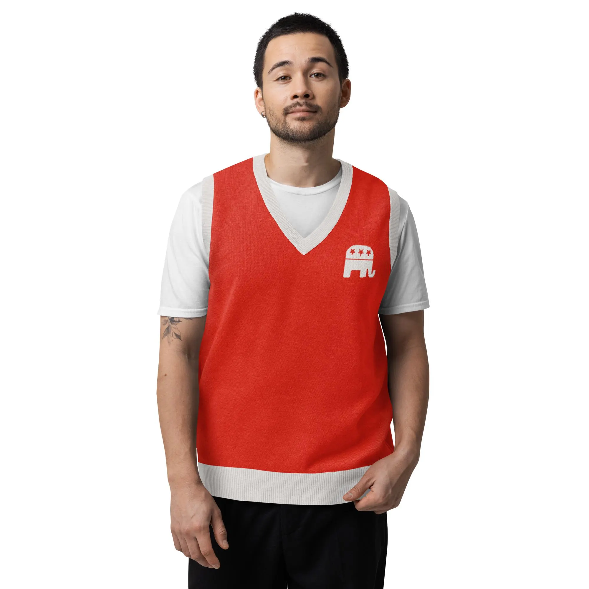 Red Republican Knit V-neck Vest Gifts for Republicans
