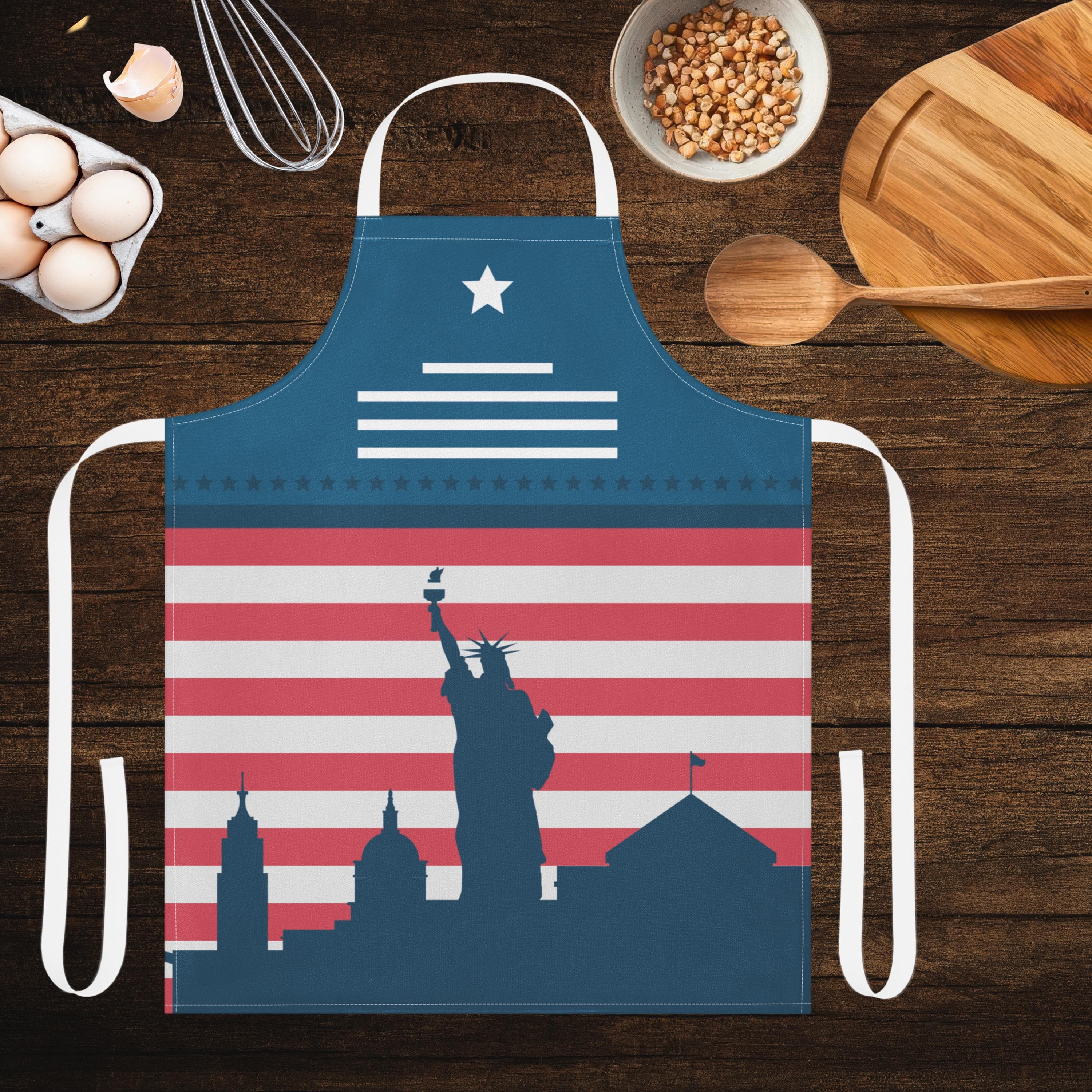 Patriotic July Fourth Apron Red White and Blue Cooking Accessory for Independence Day