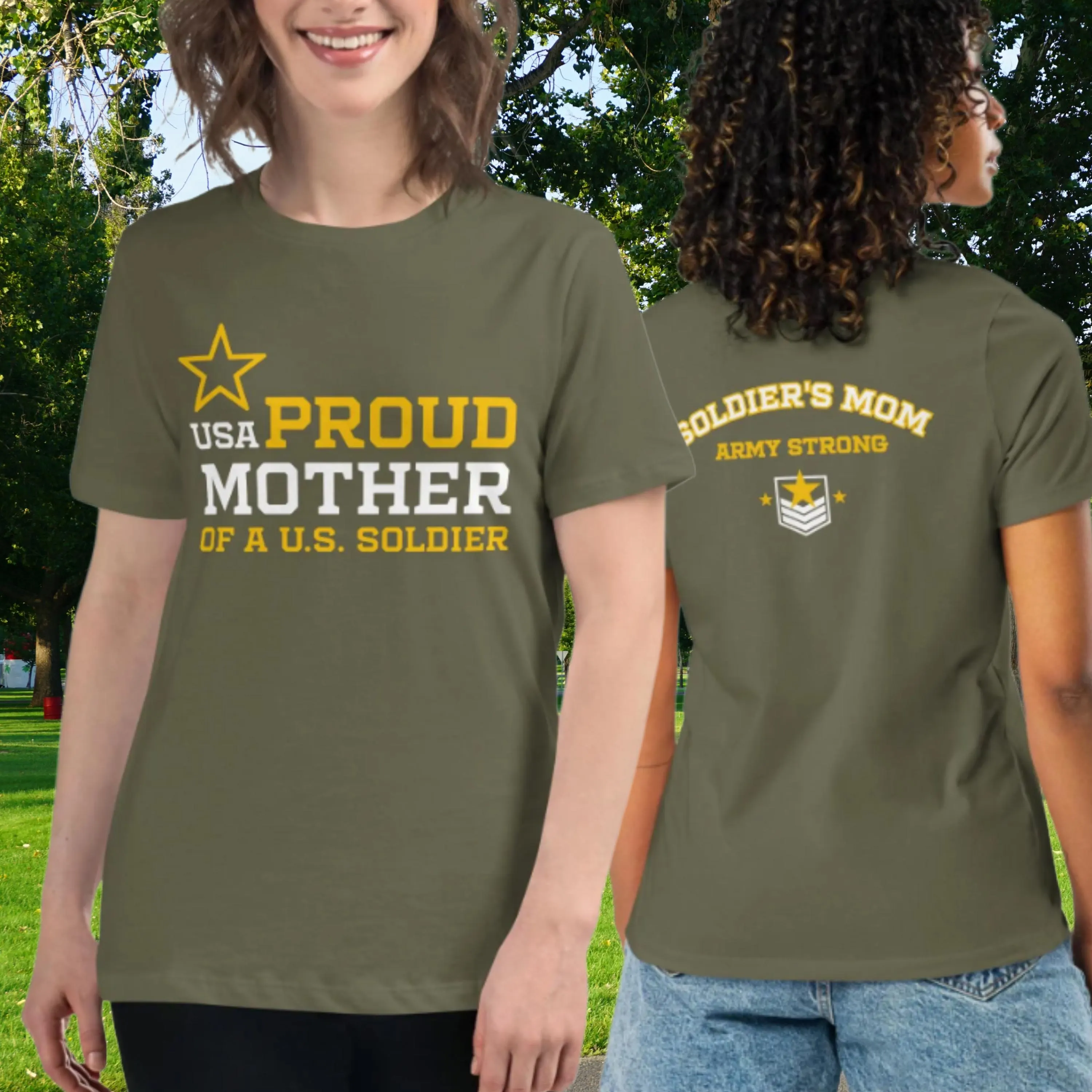 Soldier Mom T-Shirt Military Green Army Mother Women's Relaxed Tee