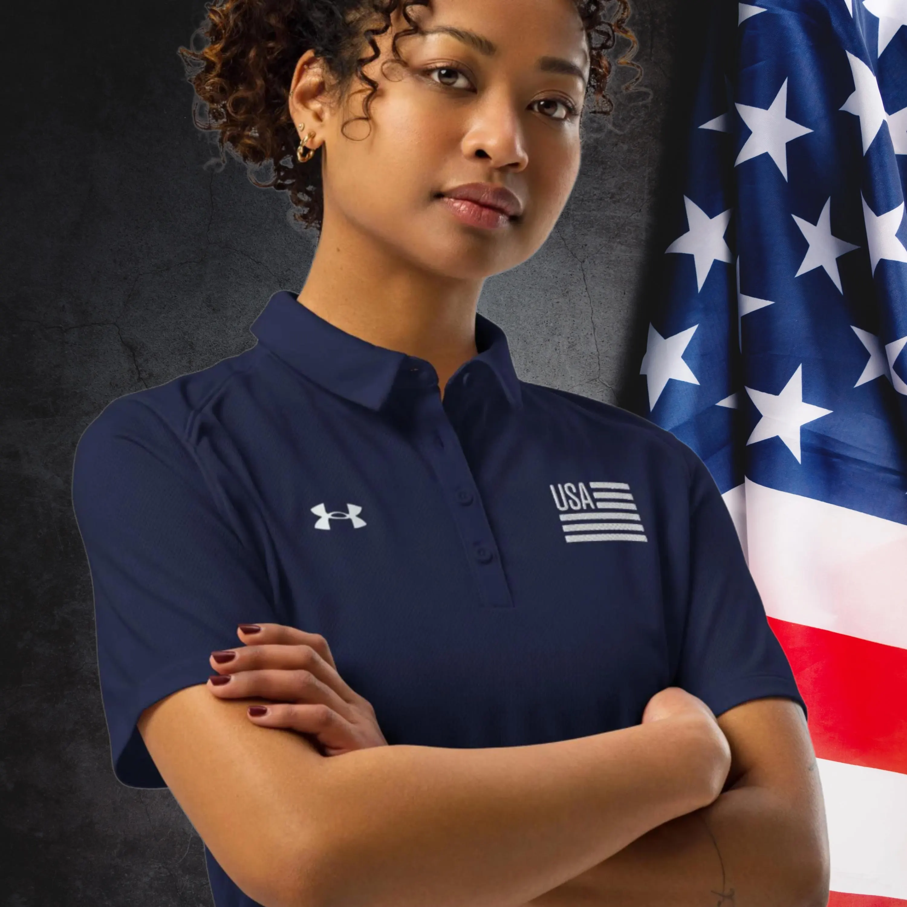 Embroidered Patriotic American Flag Under Armour Women’s Polo