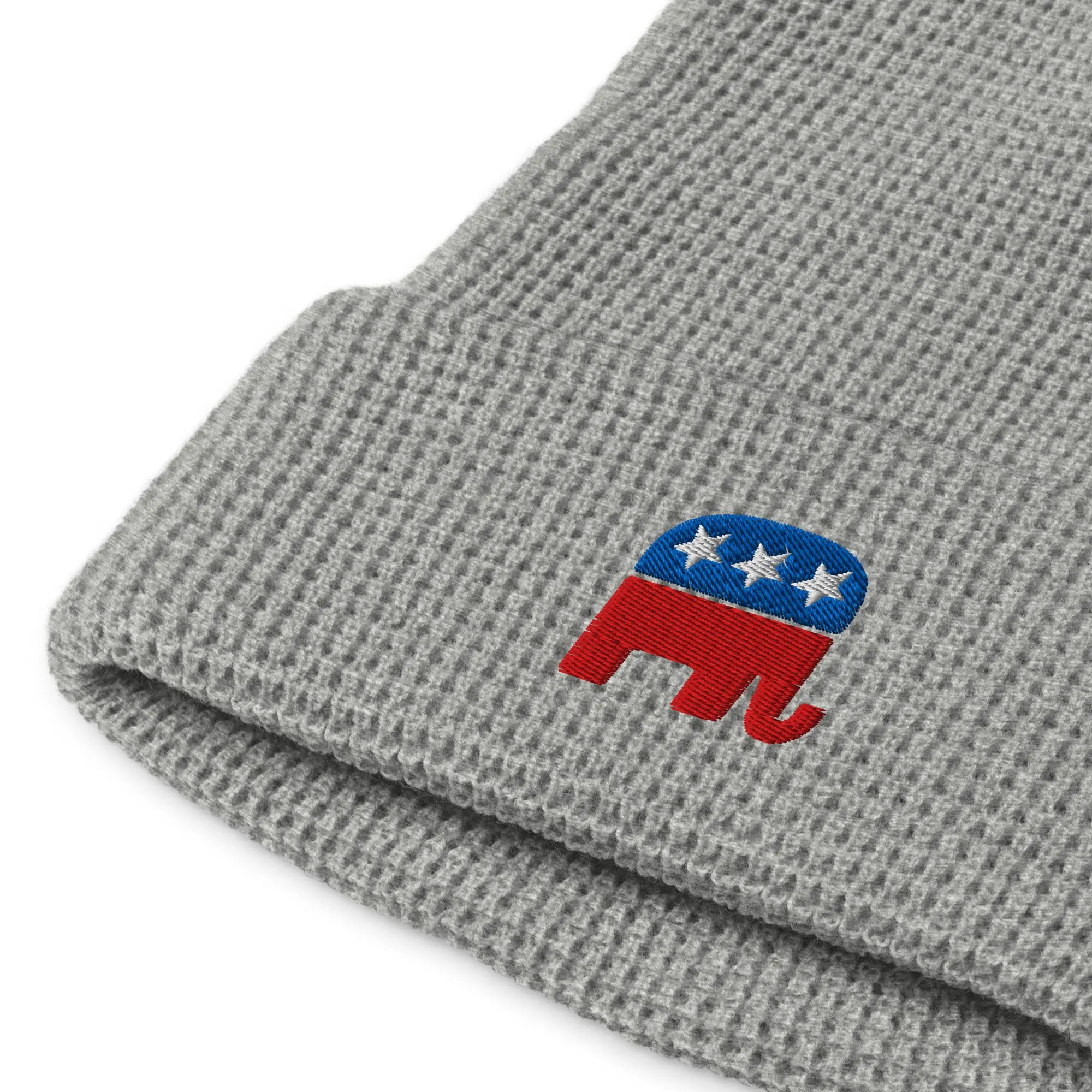Republican Waffle Beanie Embroidered GOP Elephant Winter Hat Gifts for Republicans