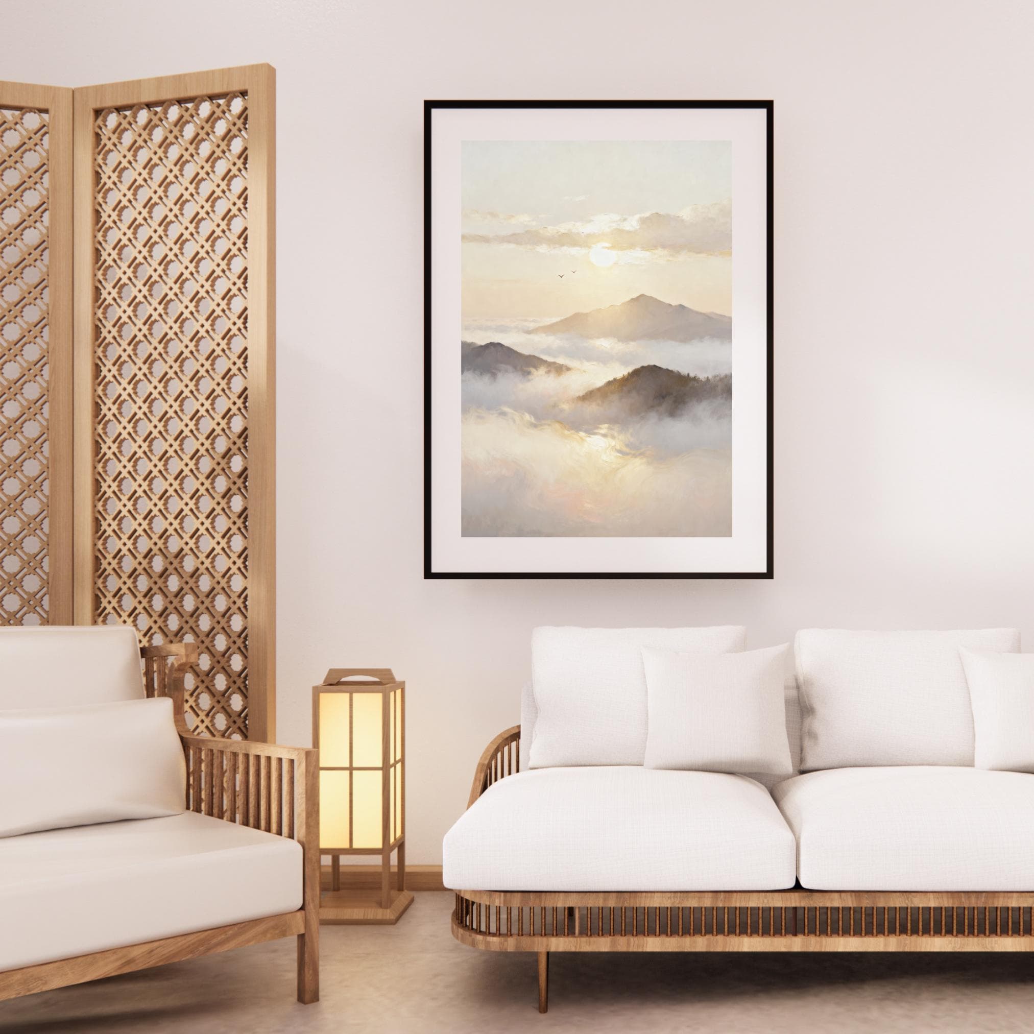 Printable Foggy Mountain Wall Art, Mountain Sunrise Decor, Digital Download - image 4