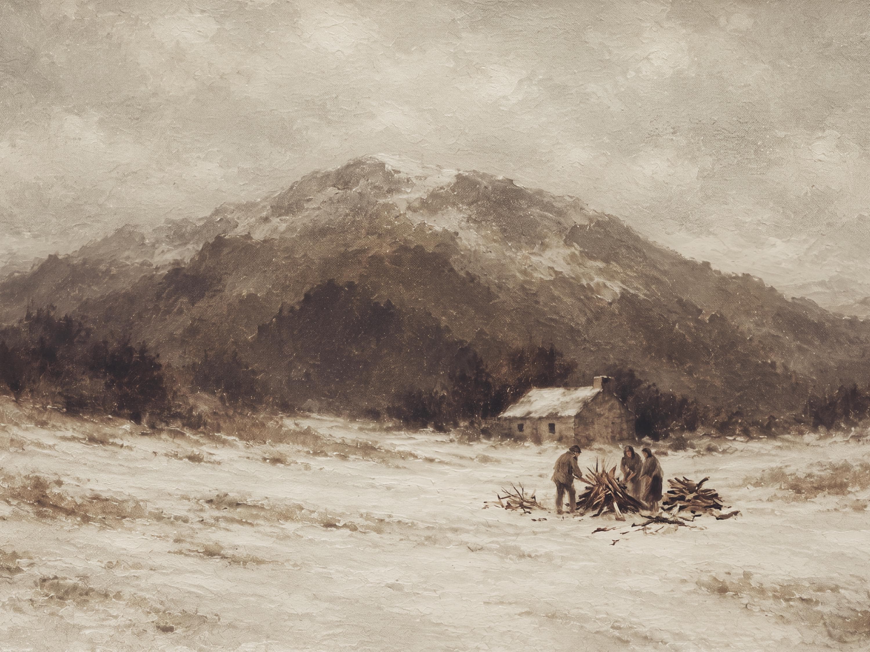 Winter Mountain Cottage Printable Wall Art, Snowy Rural Landscape, Rustic Decor Digital Download - image 4