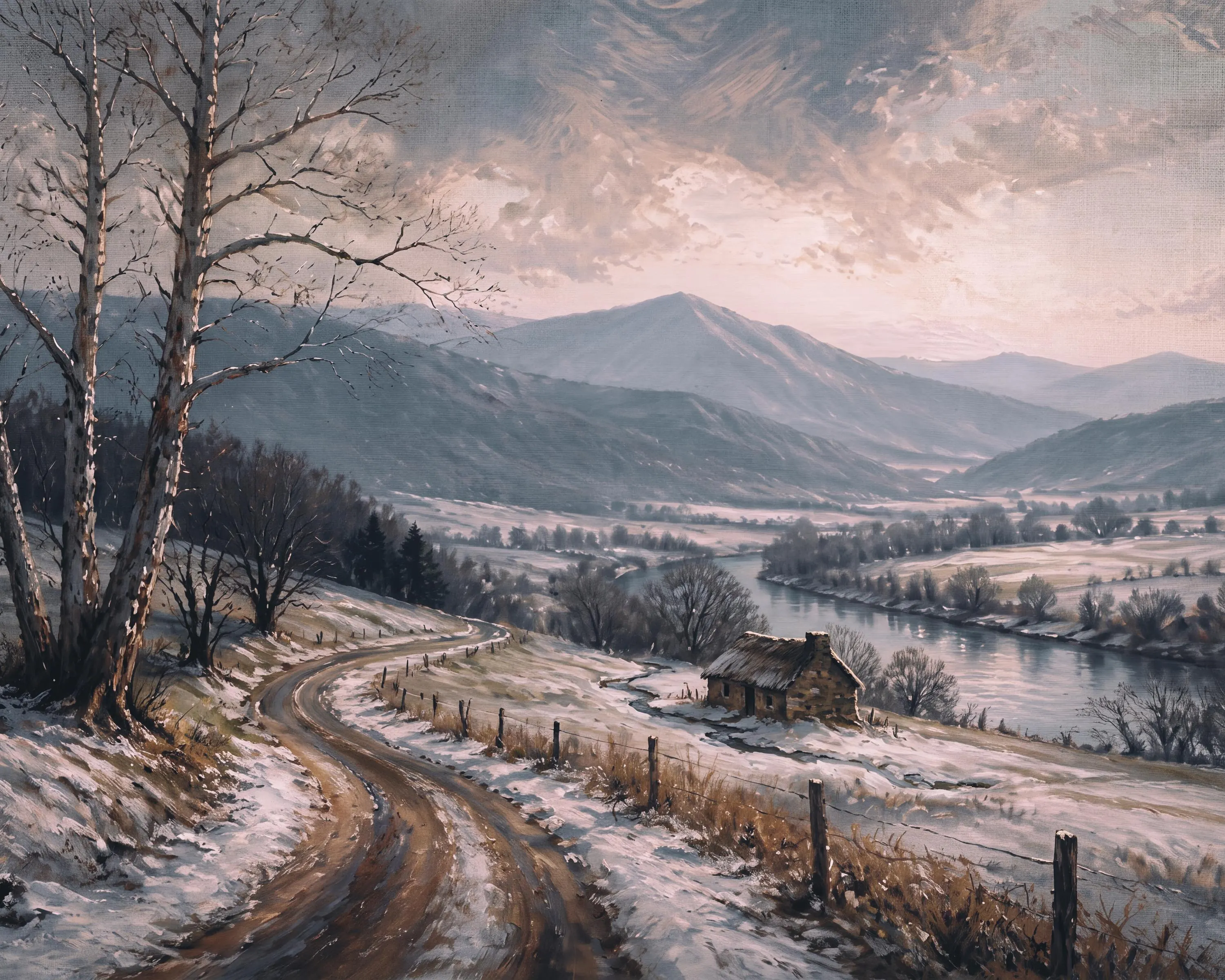 Winter Landscape Wall Art Prints | Snowy River Valley Print | Printable Digital Download - image 3