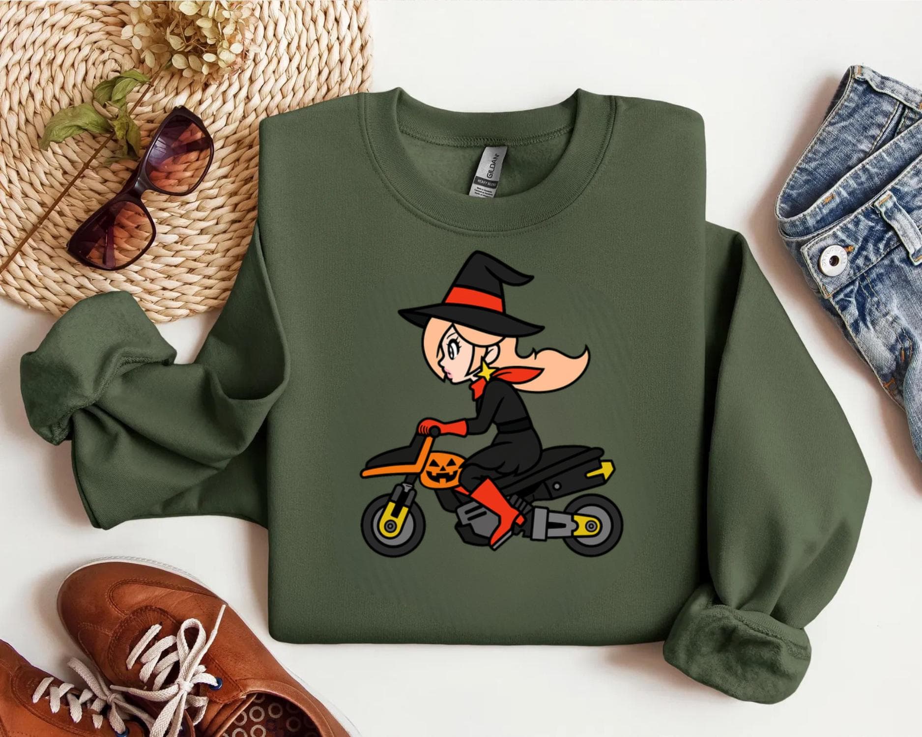 Rosalina Halloween Sweatshirt, Super Mario Witch Sweater, Motorcycle Rider Crewneck, Spooky Gamer Jack O Lantern Hoodie - image 5