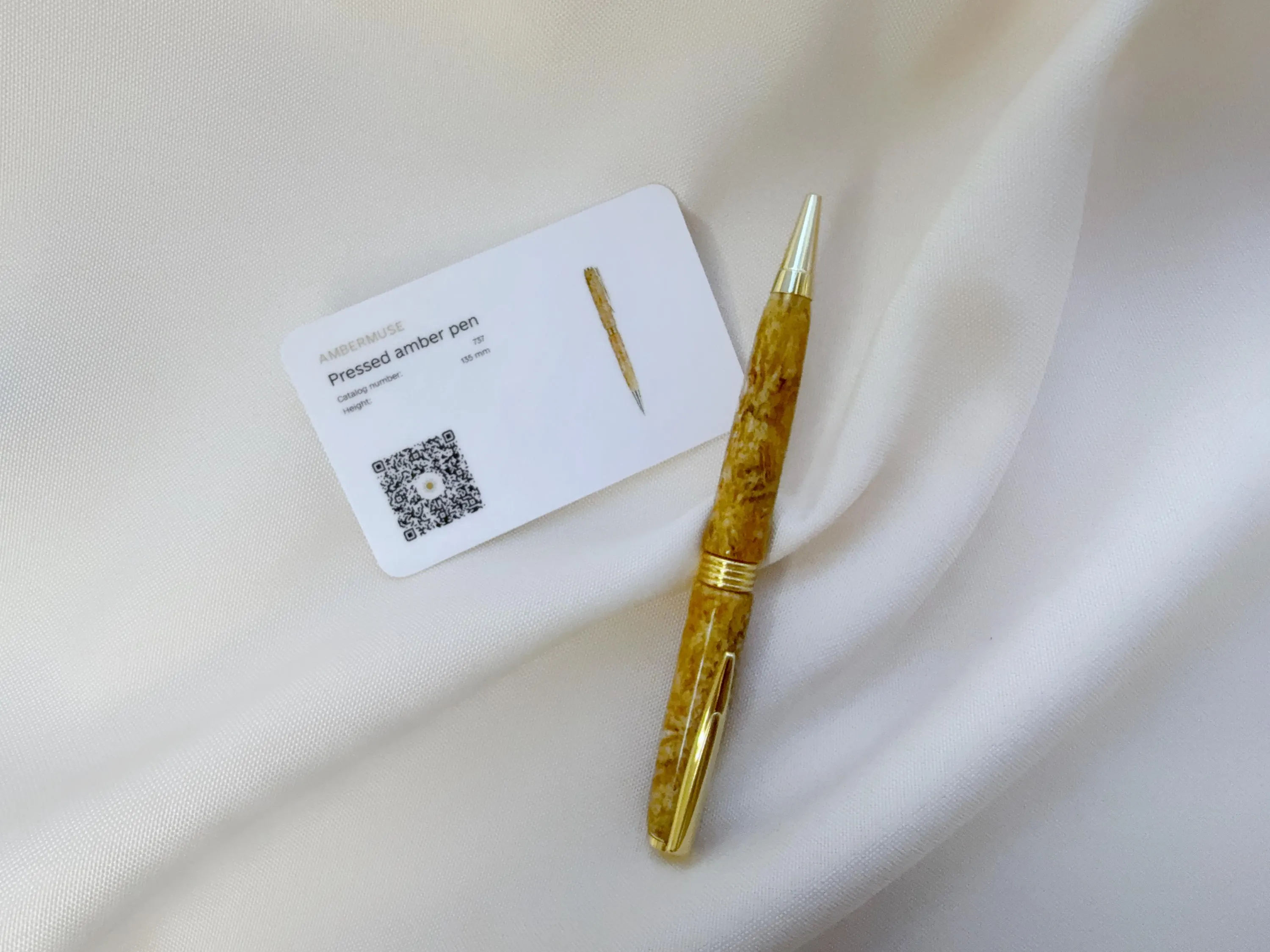 Handcrafted Baltic Amber Writing Pen:  Handmade Ballpoint, Refillable, Premium Gift