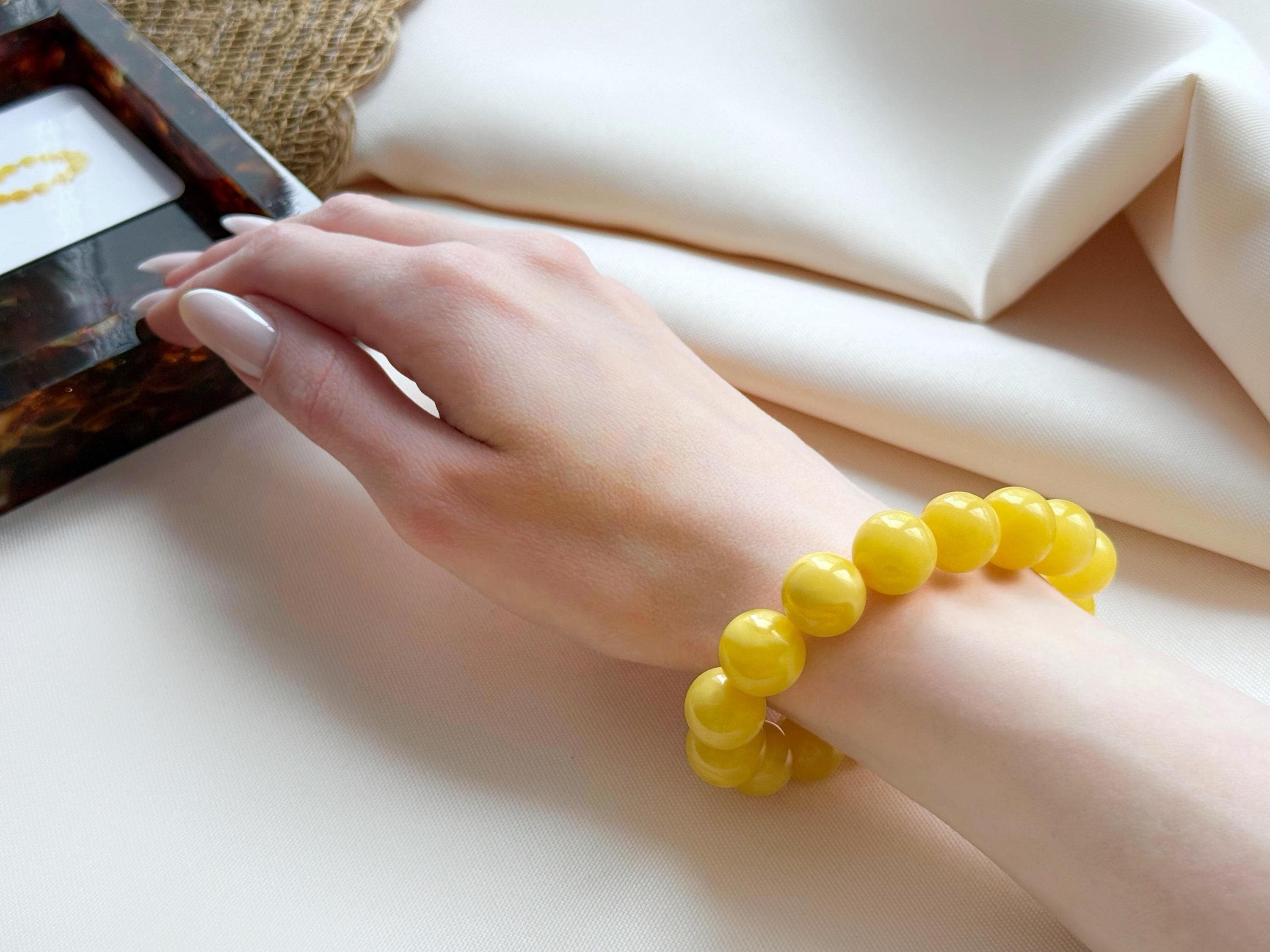 Hand Polished Amber Bracelet: Genuine Stone Beads, Honey Amber Jewelry - image 4