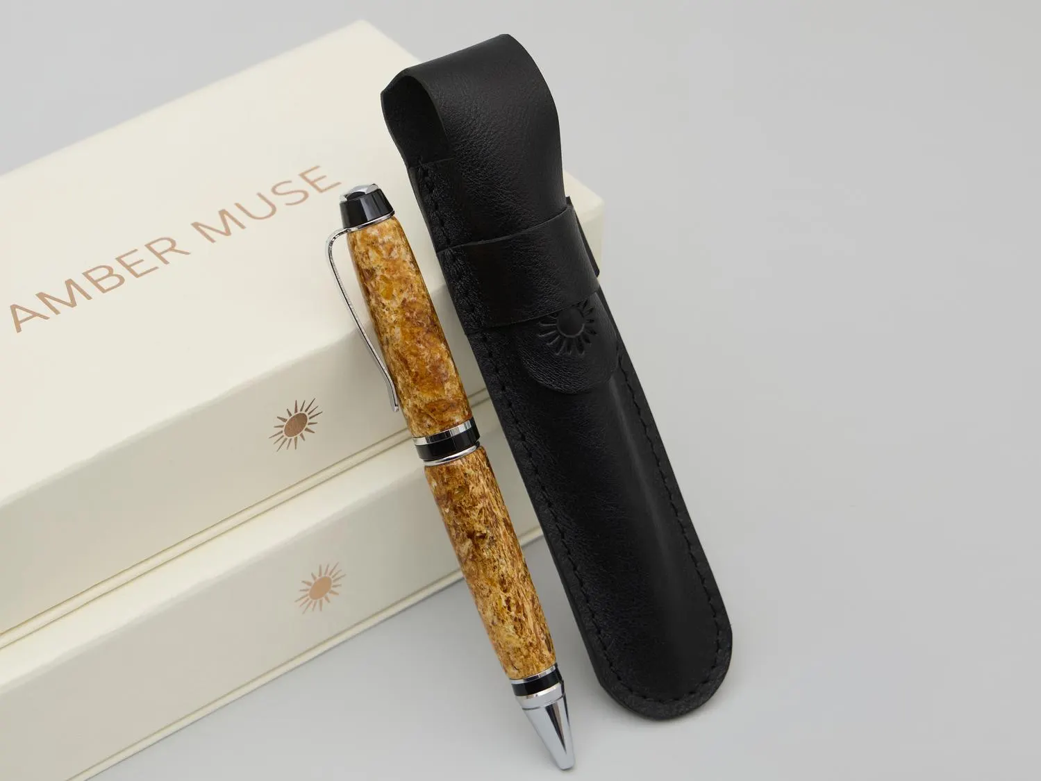 Luxury Baltic Amber Ballpoint Pen: Handmade Writing Pen, Elegant Business Gift
