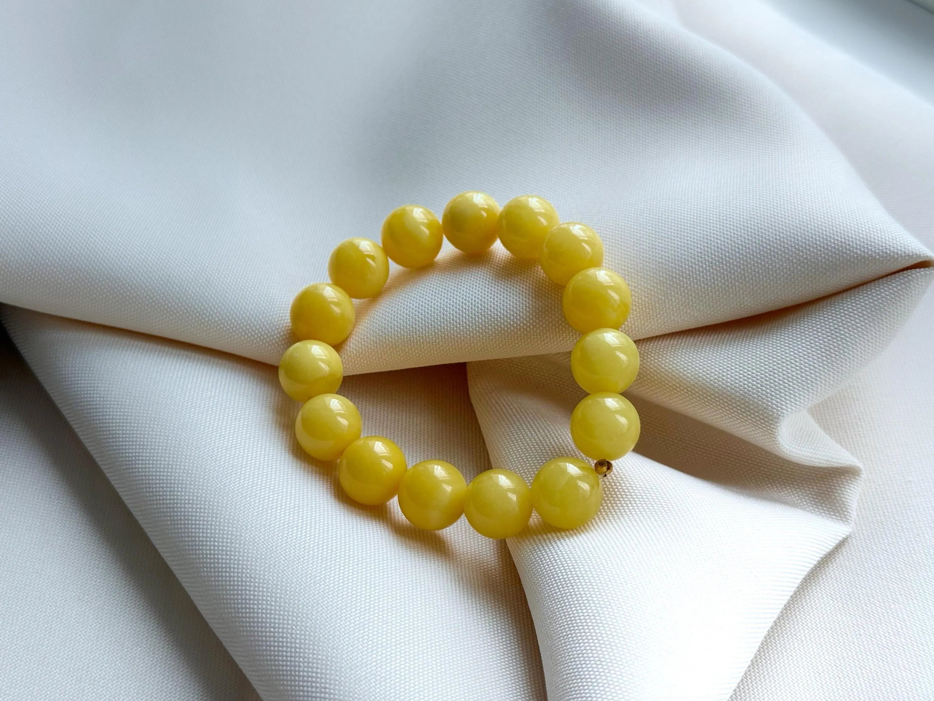 Hand Polished Amber Bracelet: Genuine Stone Beads, Honey Amber Jewelry