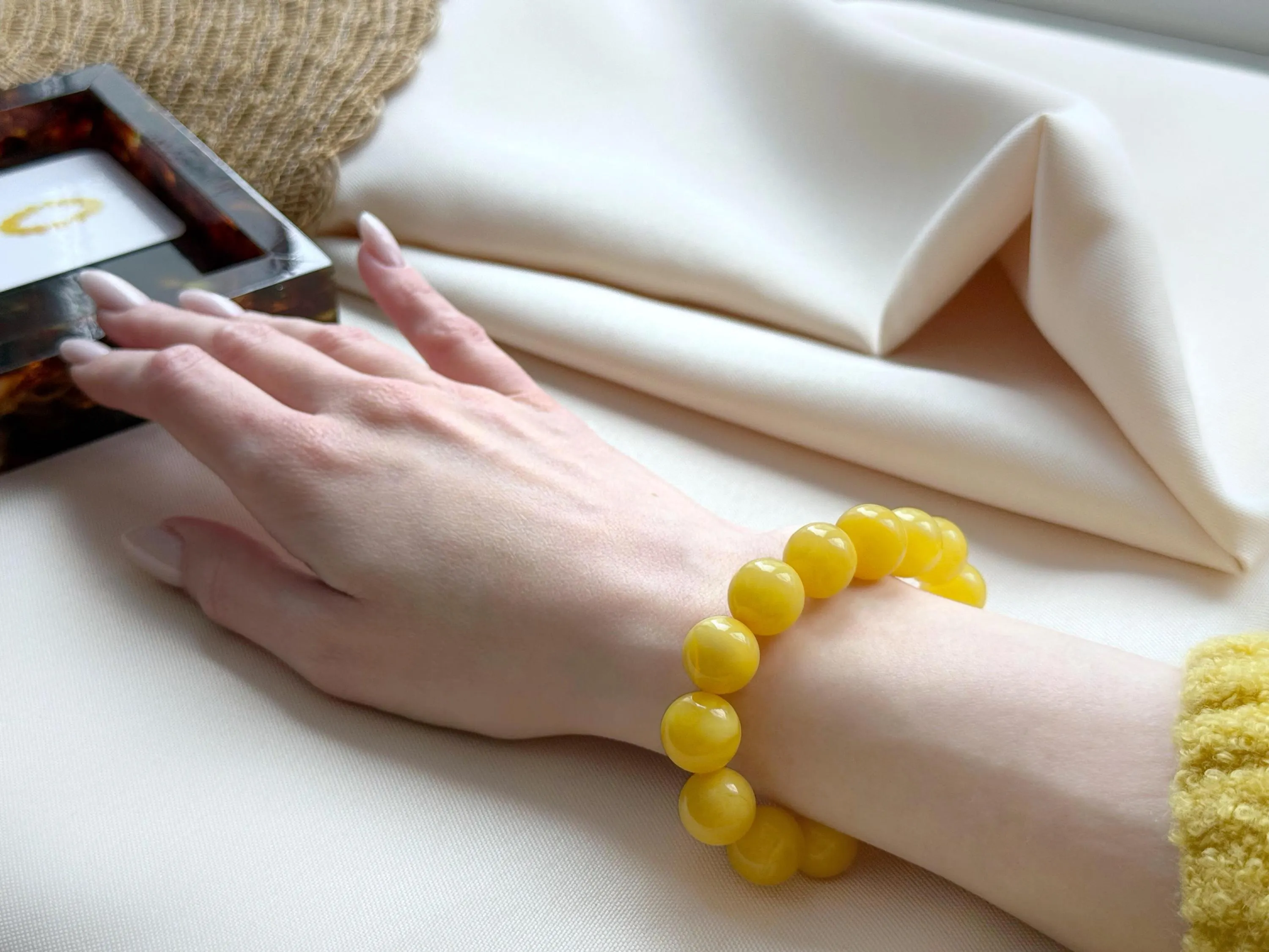 Hand Polished Amber Bracelet: Genuine Stone Beads, Honey Amber Jewelry - image 3