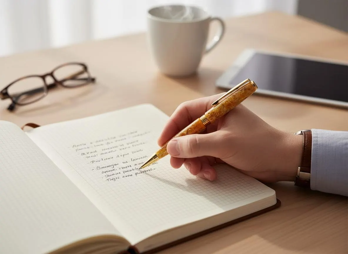 Unique Amber Ballpoint Pen: Handmade Refillable Writer with Brass Hardware, Retirement Gift - image 5