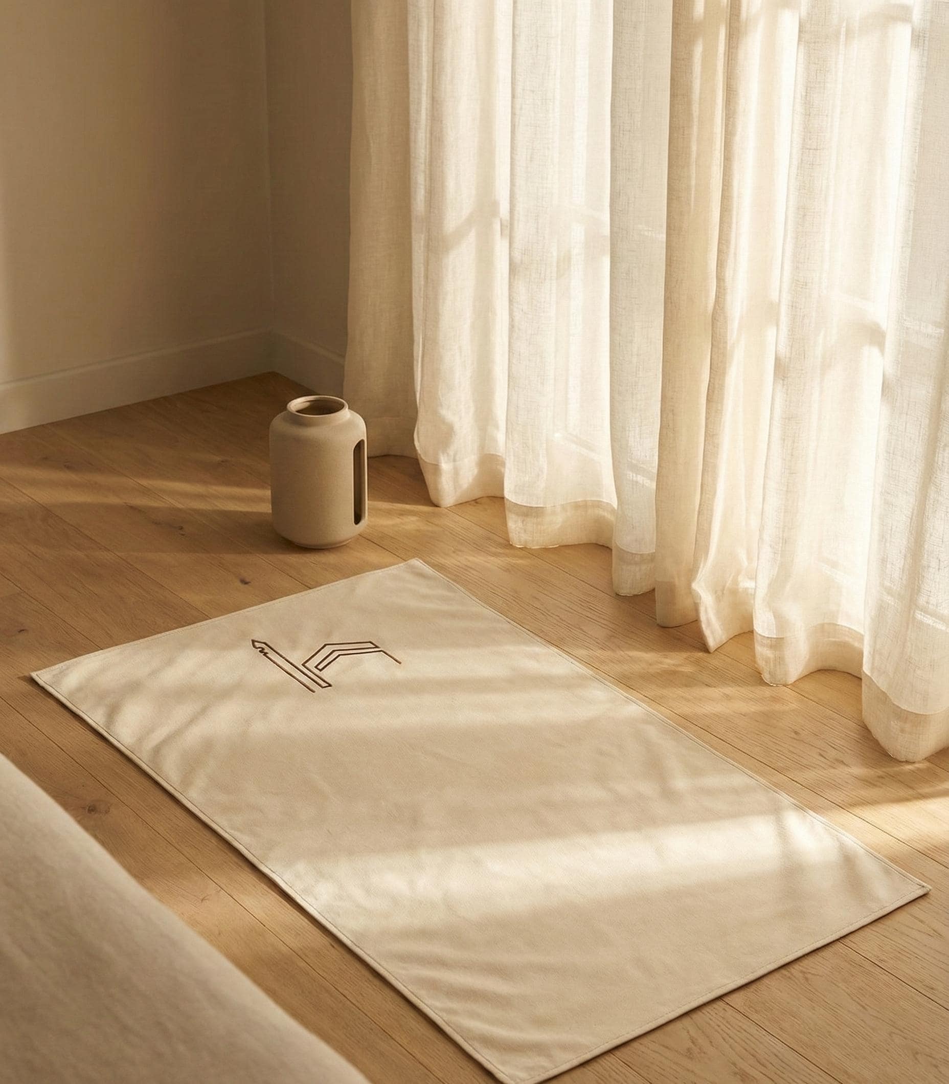 Linen Prayer Mat – Minimalist Kaaba Embroidery, Islamic Gift - image 3
