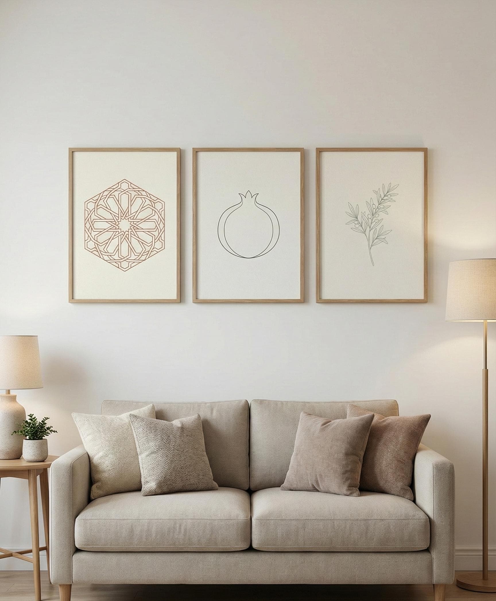 Set of 3 | Islamic Nature Wall Art Set | Pomegranate Olive Geometry Prints | Ramadan Gift & Home Decor - image 5