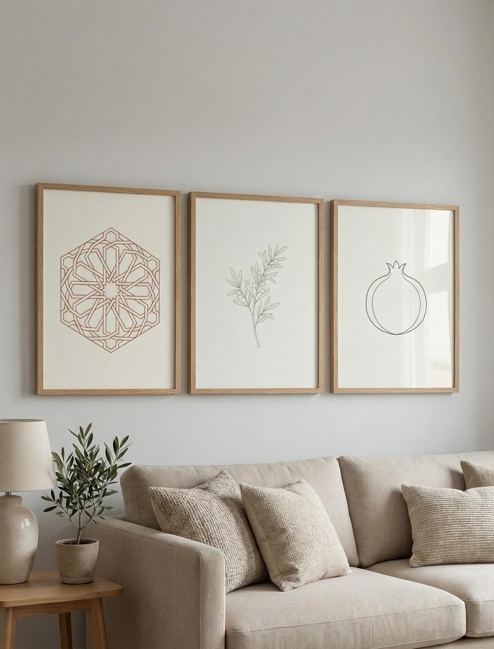 Set of 3 | Islamic Nature Wall Art Set | Pomegranate Olive Geometry Prints | Ramadan Gift & Home Decor - image 4