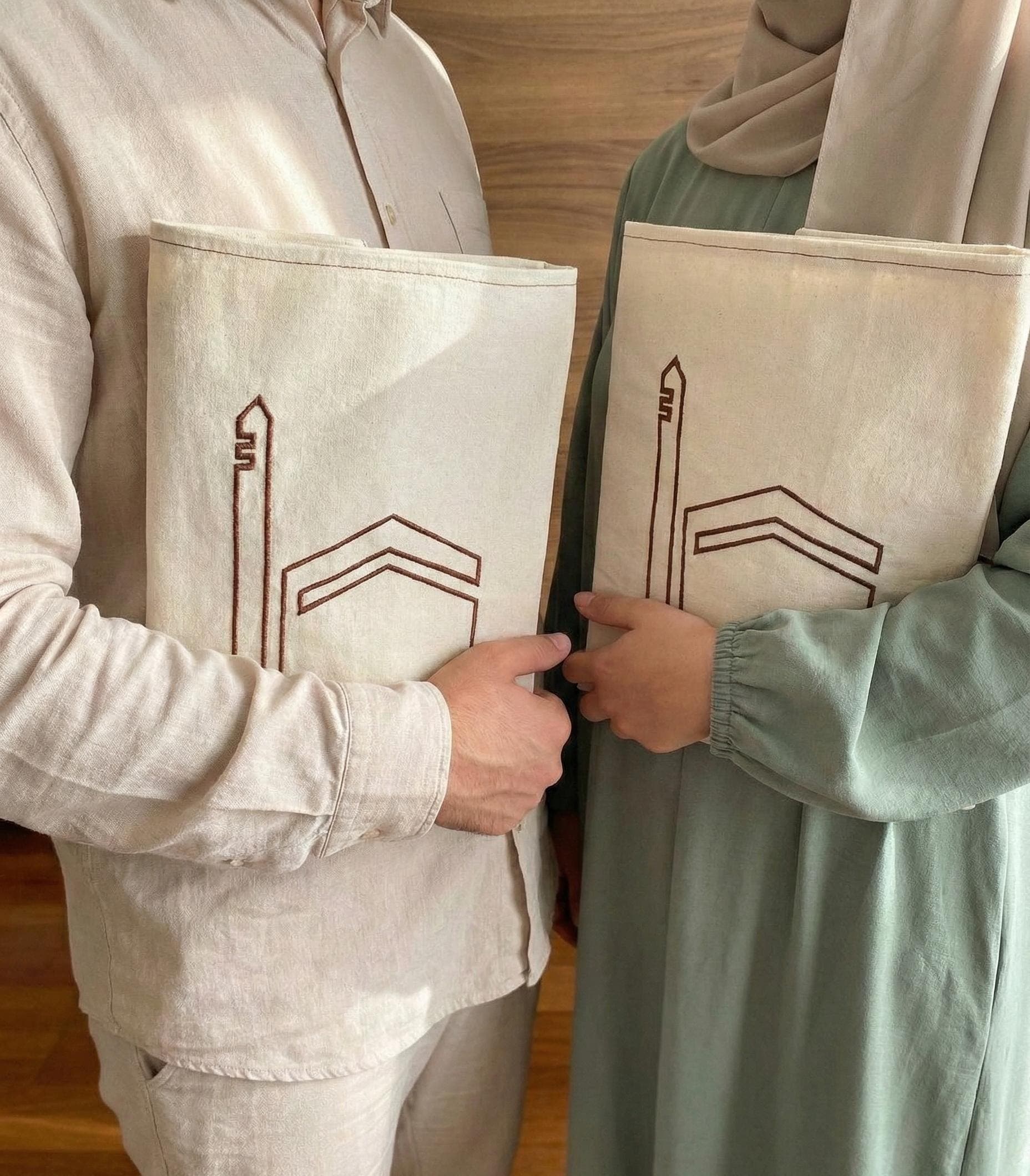 Linen Couple Prayer Mat Set – Minimalist Islamic Wedding Gift - image 4