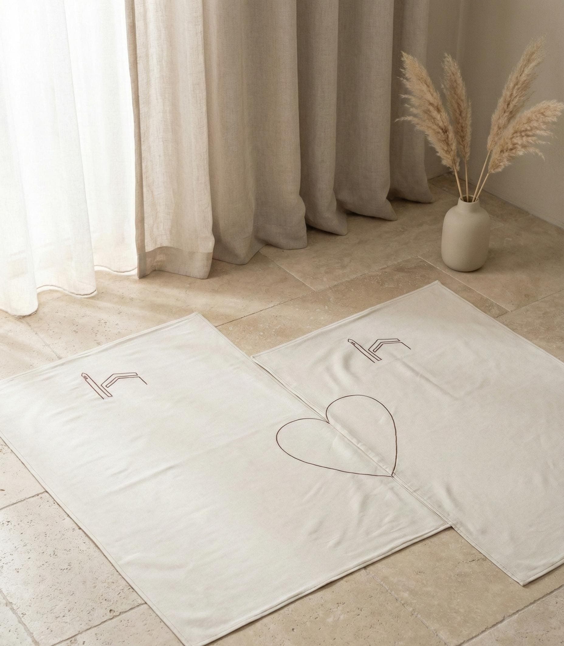 Linen Couple Prayer Mat Set – Minimalist Islamic Wedding Gift
