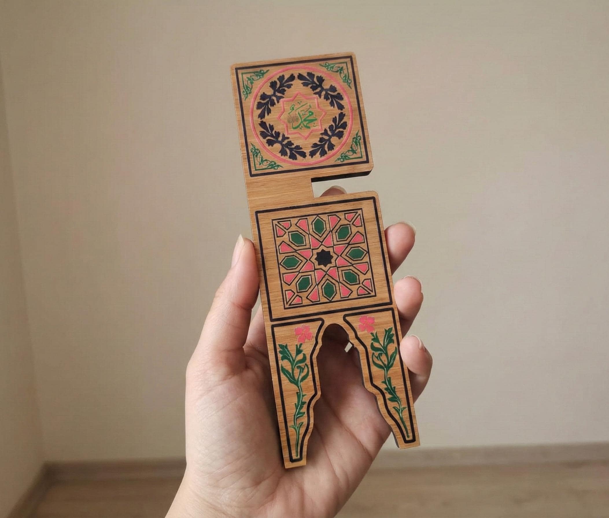 Mini Wooden Quran Stand – Islamic Rahle with Allah & Prophet Names, Eid Gift - image 4