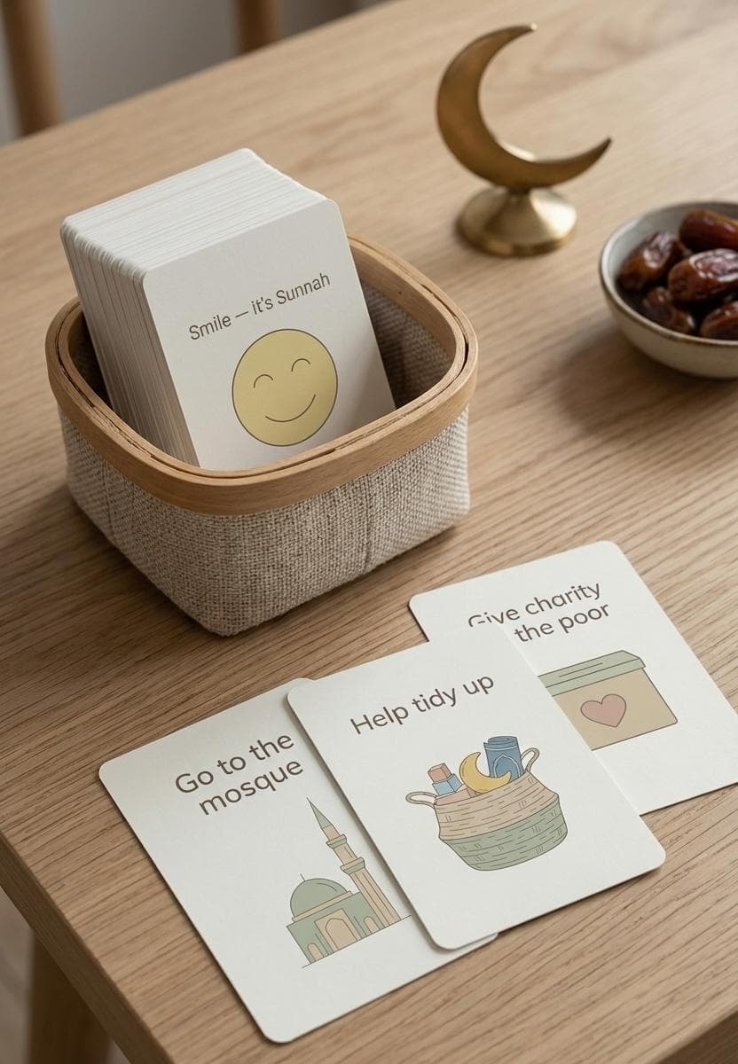Ramadan Good Deeds Cards for Kids Printable | Minimal Islamic Activity 30 Cards | Daily Good Deeds for Ramadan | A4 PDF