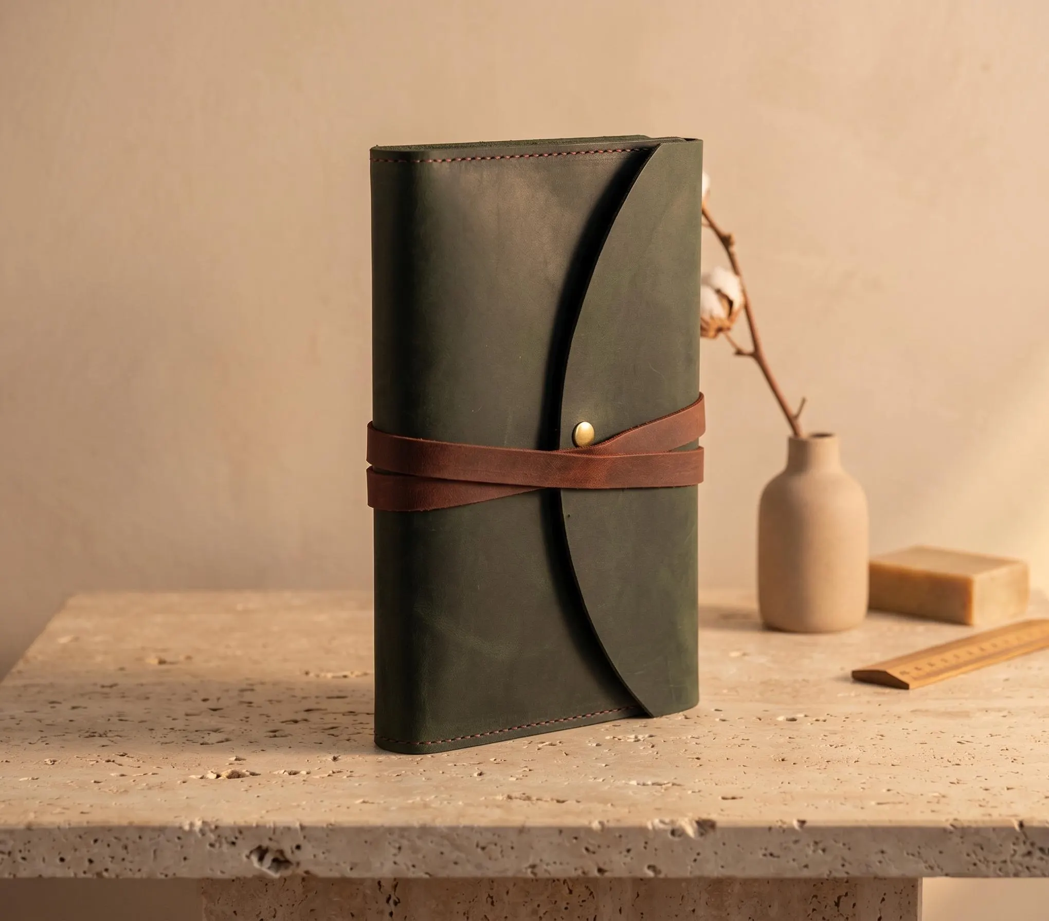 Handmade Leather Quran Cover, A5 Suede Book Protector, Minimalist Islamic Gift - image 2