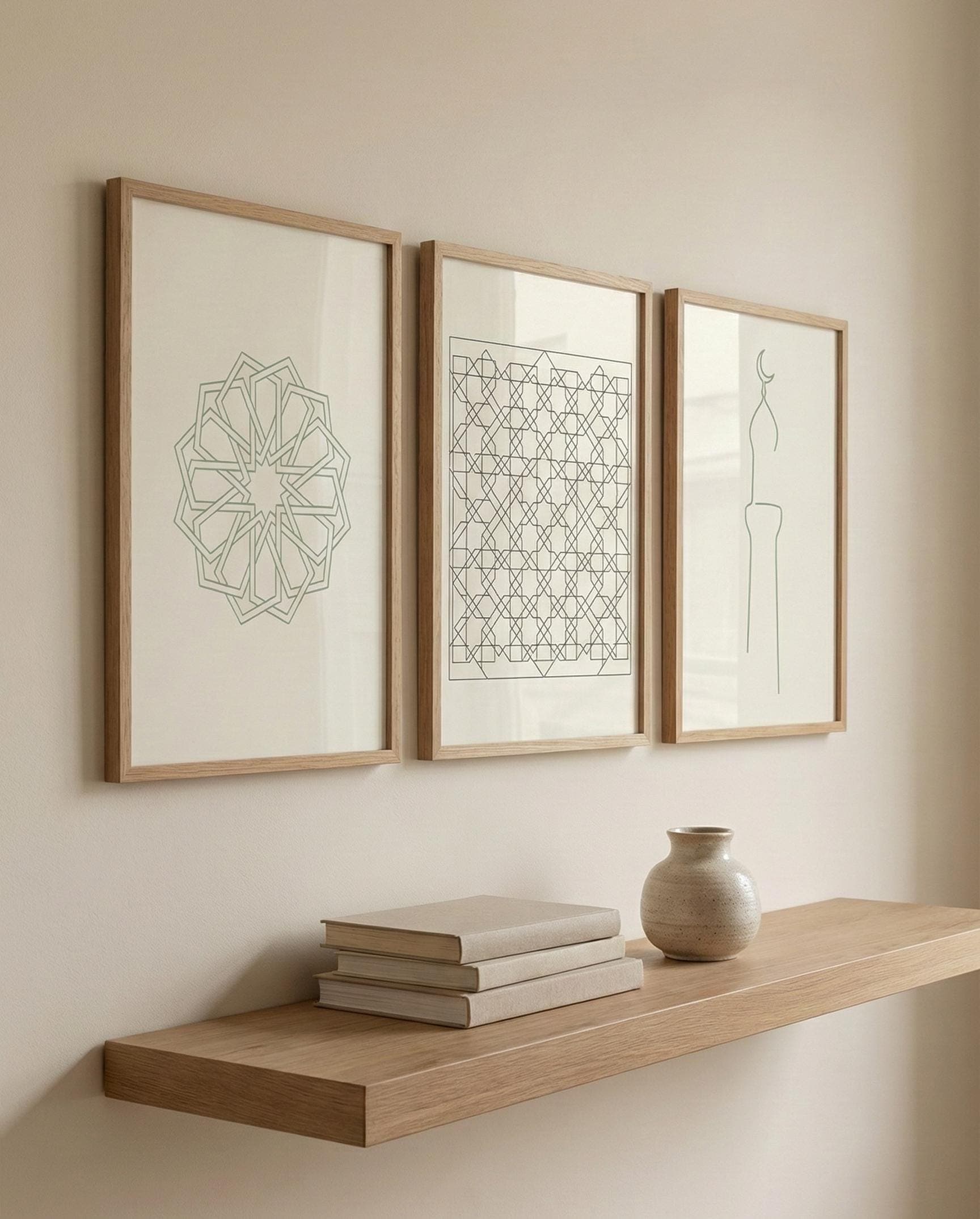 Set of 3 | Islamic Craft & Structure Wall Art | Mashrabiya Minaret Timurid Geometry | Minimal Islamic Decor - image 5
