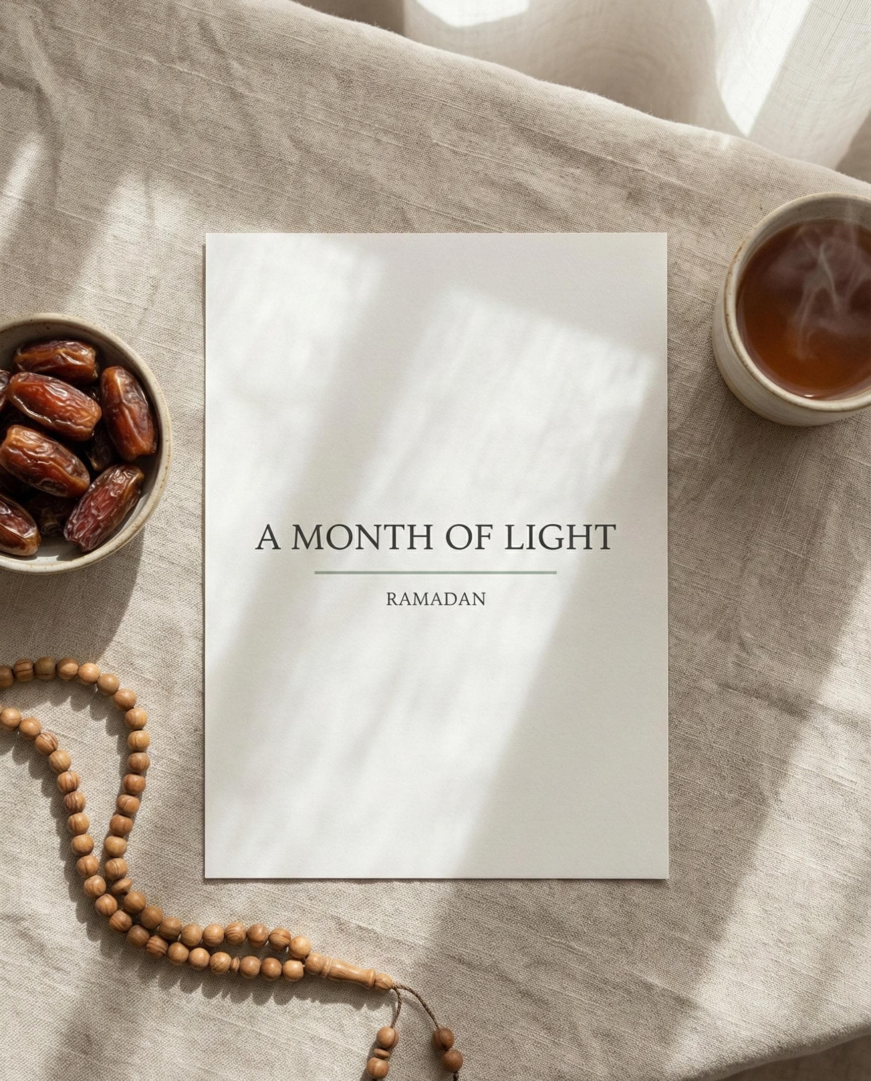A Month of Light Ramadan Wall Art | Minimalist Ramadan Quote Printable | Modern Islamic Home Decor | Neutral Muslim Art A4 A3