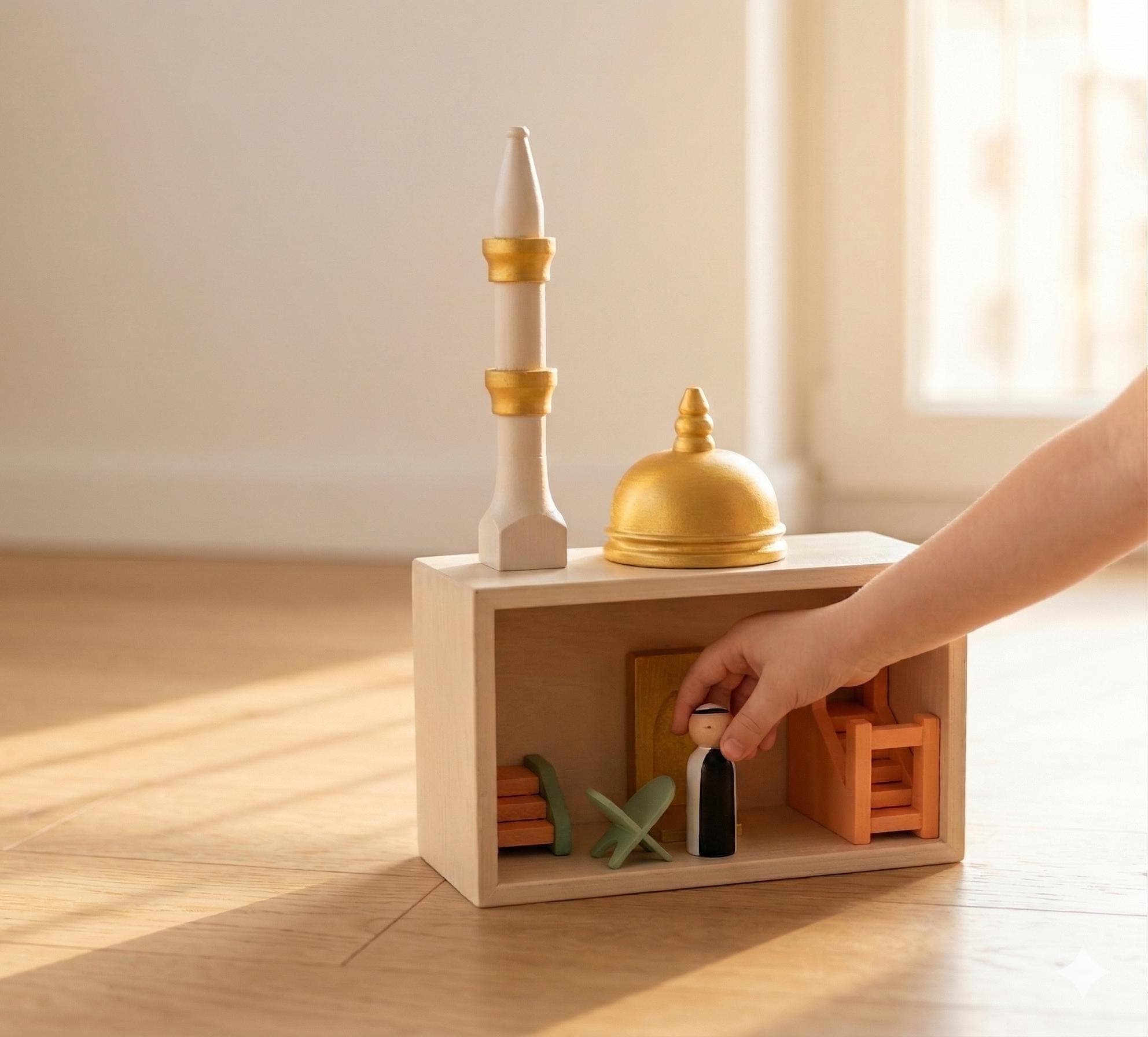 Wooden Mosque Toy Set: Montessori Islamic Play, Educational Toddler Quiet Toy - image 5
