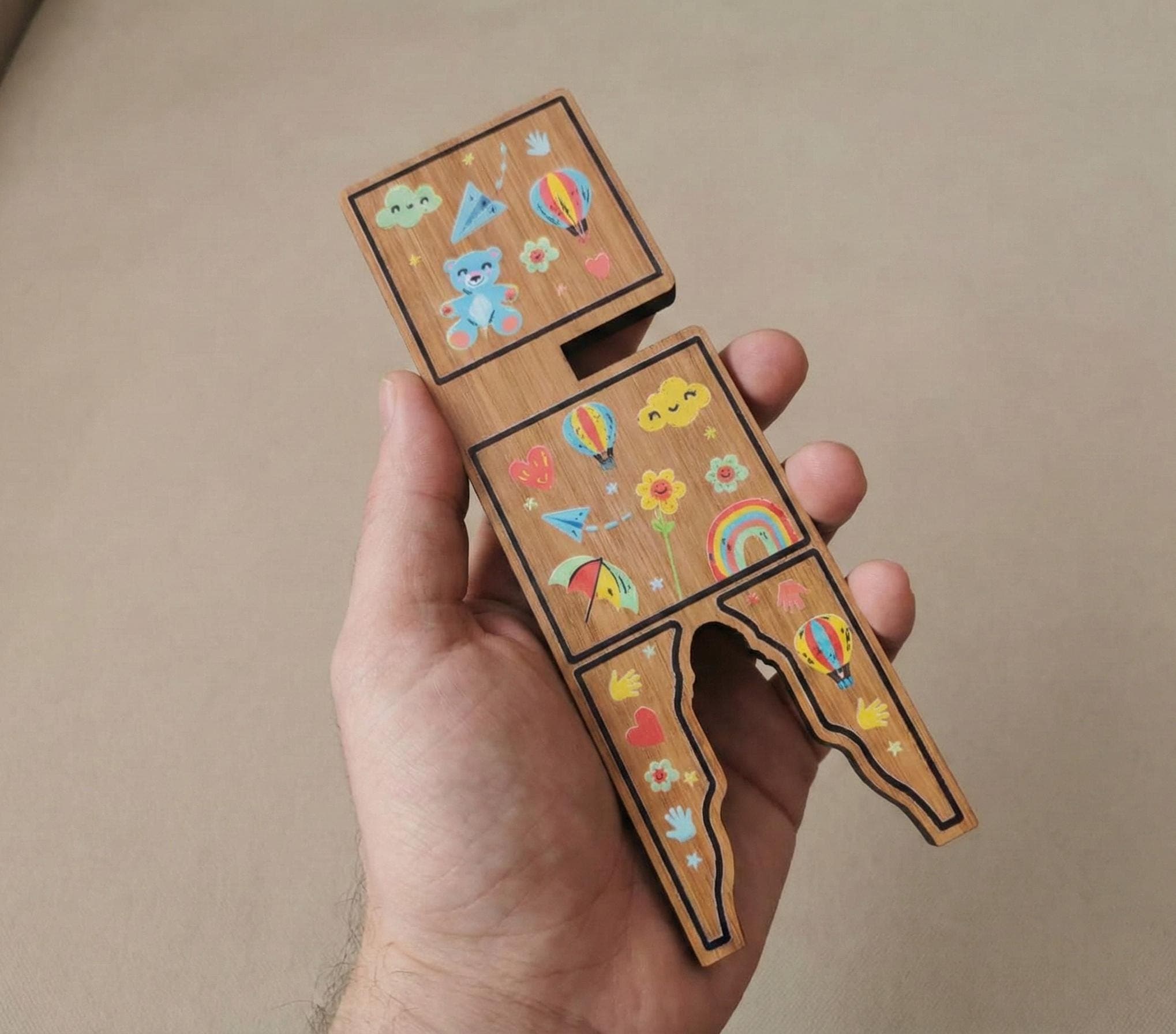 Kids Quran Holder Stand – Wooden Islamic Rahle, Colorful Illustrations (Ramadan Gift) - image 4