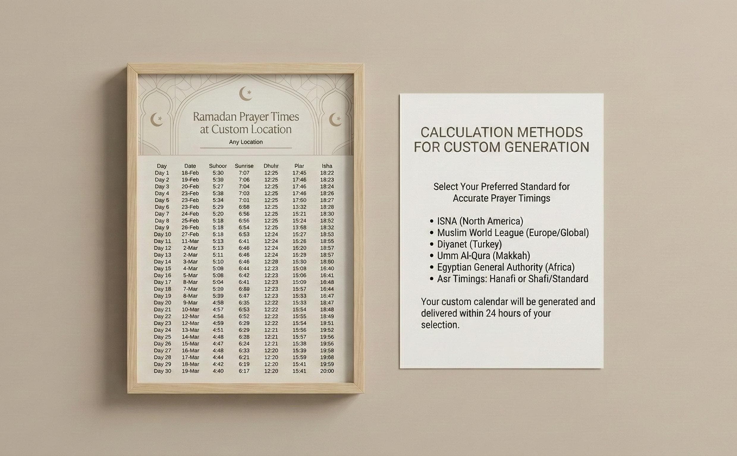 Personalized Ramadan Calendar 2026 | Custom Prayer Times, Islamic Decor (Digital Printable Wall Art) - image 5