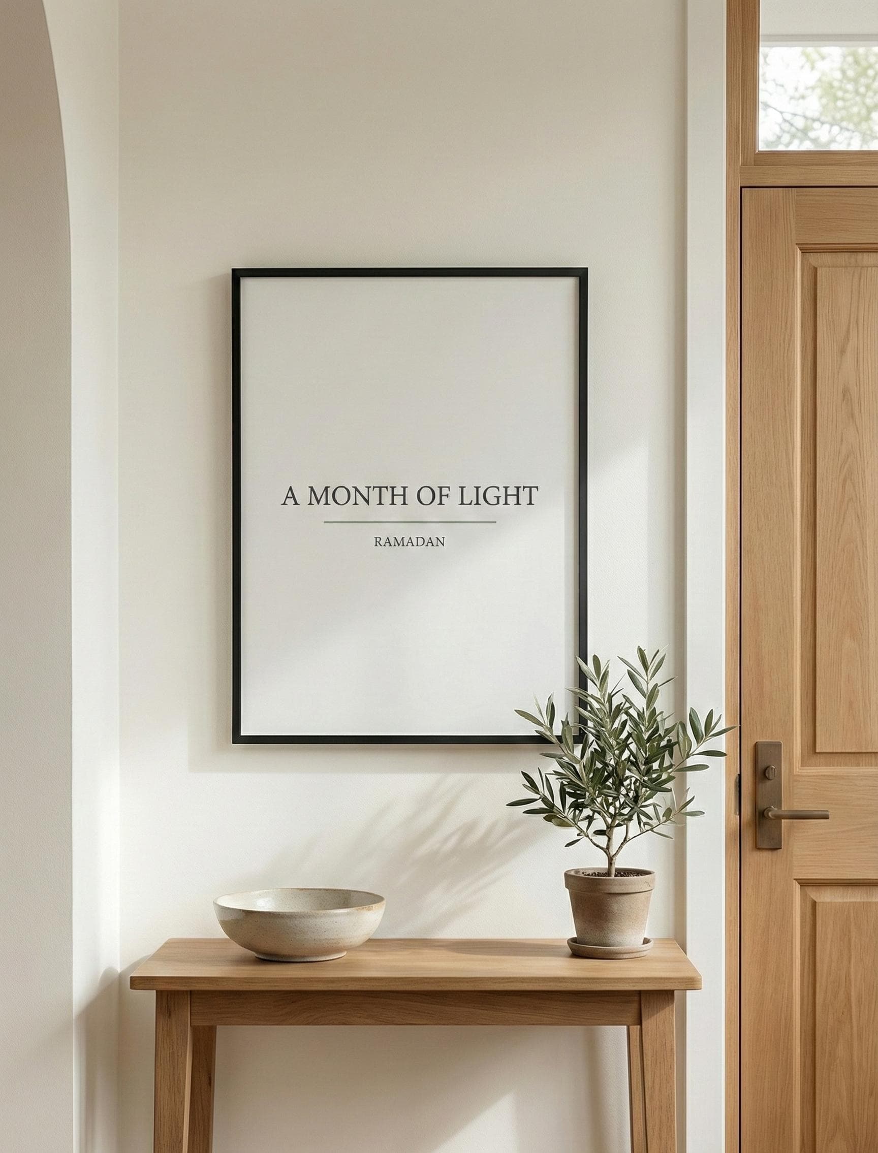 A Month of Light Ramadan Wall Art | Minimalist Ramadan Quote Printable | Modern Islamic Home Decor | Neutral Muslim Art A4 A3 - image 5