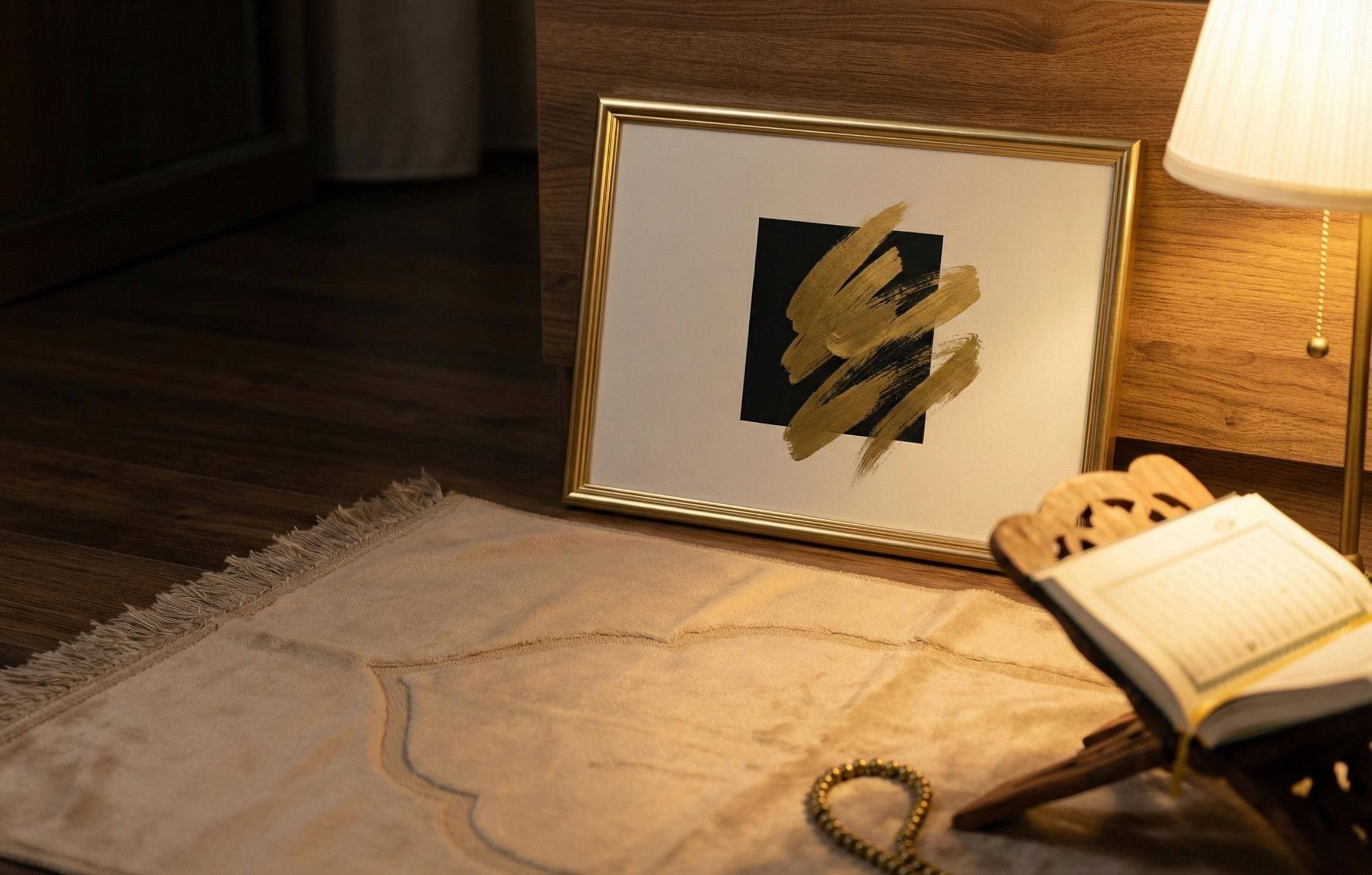 Gold Brushstroke Islamic Art Print | Ramadan Minimalist Decor (Digital Download) - image 4