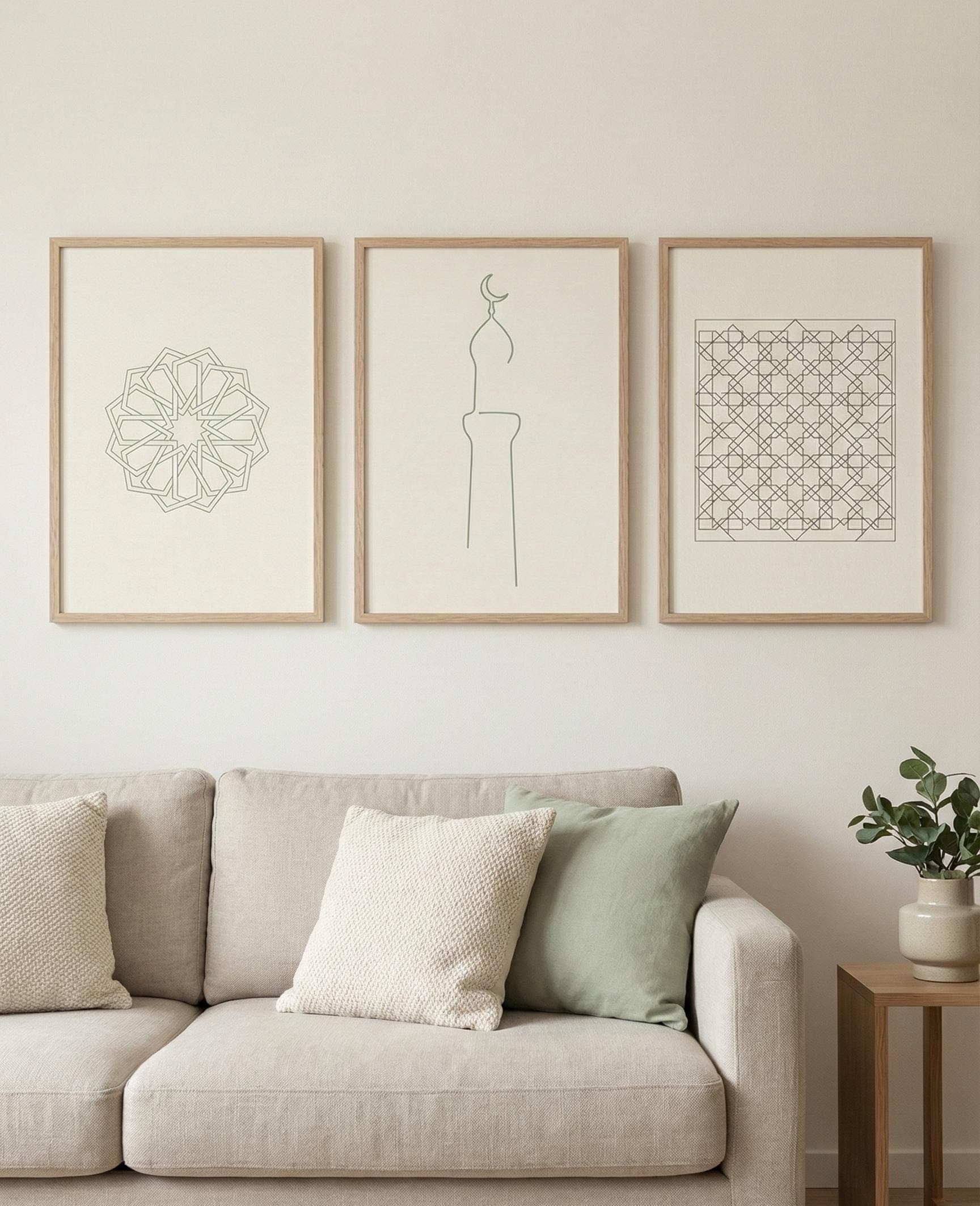 Set of 3 | Islamic Craft & Structure Wall Art | Mashrabiya Minaret Timurid Geometry | Minimal Islamic Decor - image 4