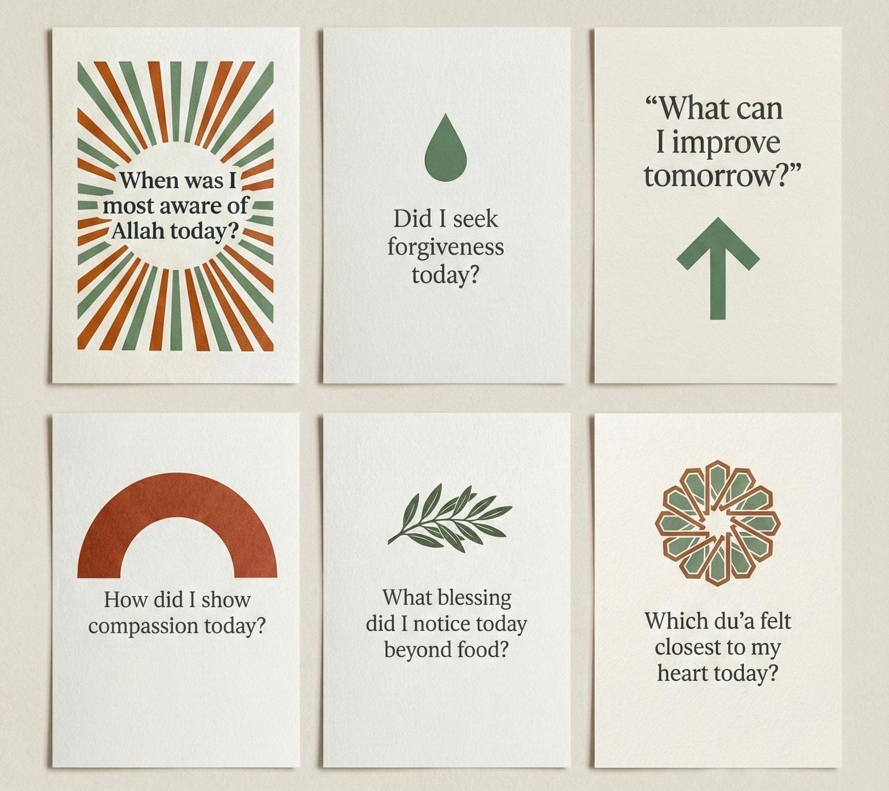 Ramadan Fasting Reflection Cards | 16 Minimal Islamic Journal Prompts | A4 Printable | Modern Muslim Reflection | Ramadan Gift - image 3
