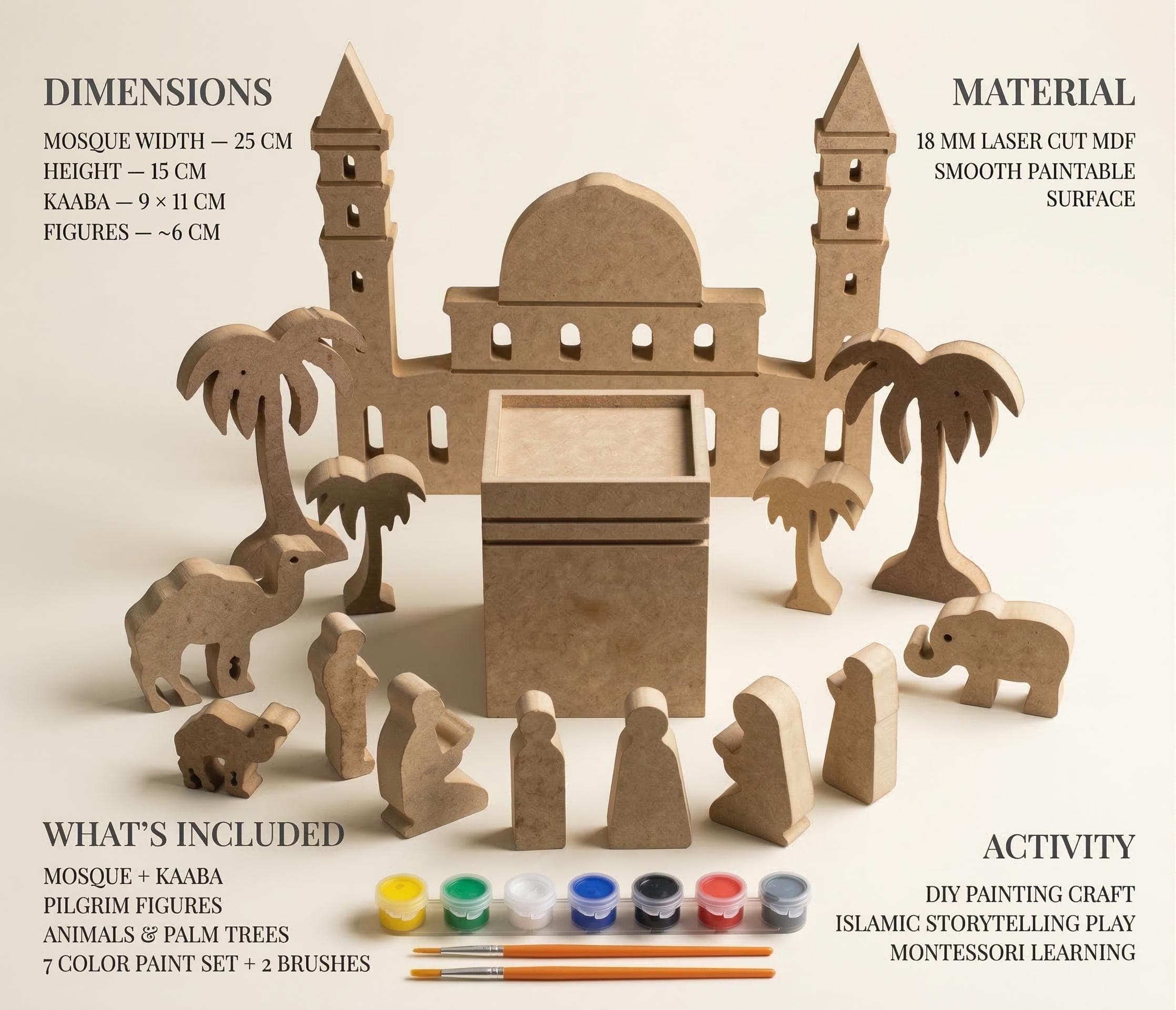 DIY Hajj Craft Kit – Kaaba Mosque Montessori Toy, Islamic Kids Activity, Muslim Painting Set - image 3