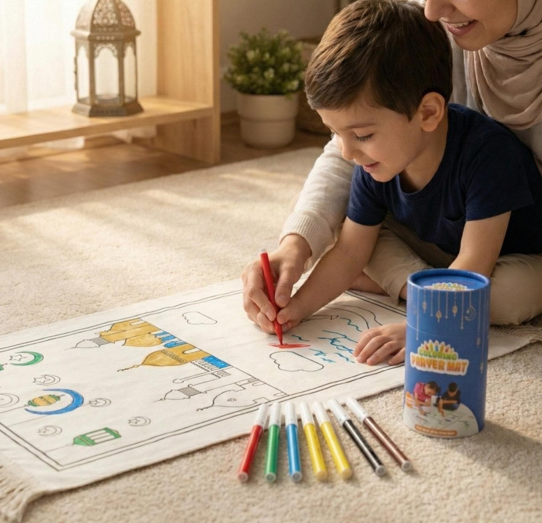 Kids Coloring Prayer Mat Set – Washable Reusable Sejjadah, Ramadan Gift - image 5