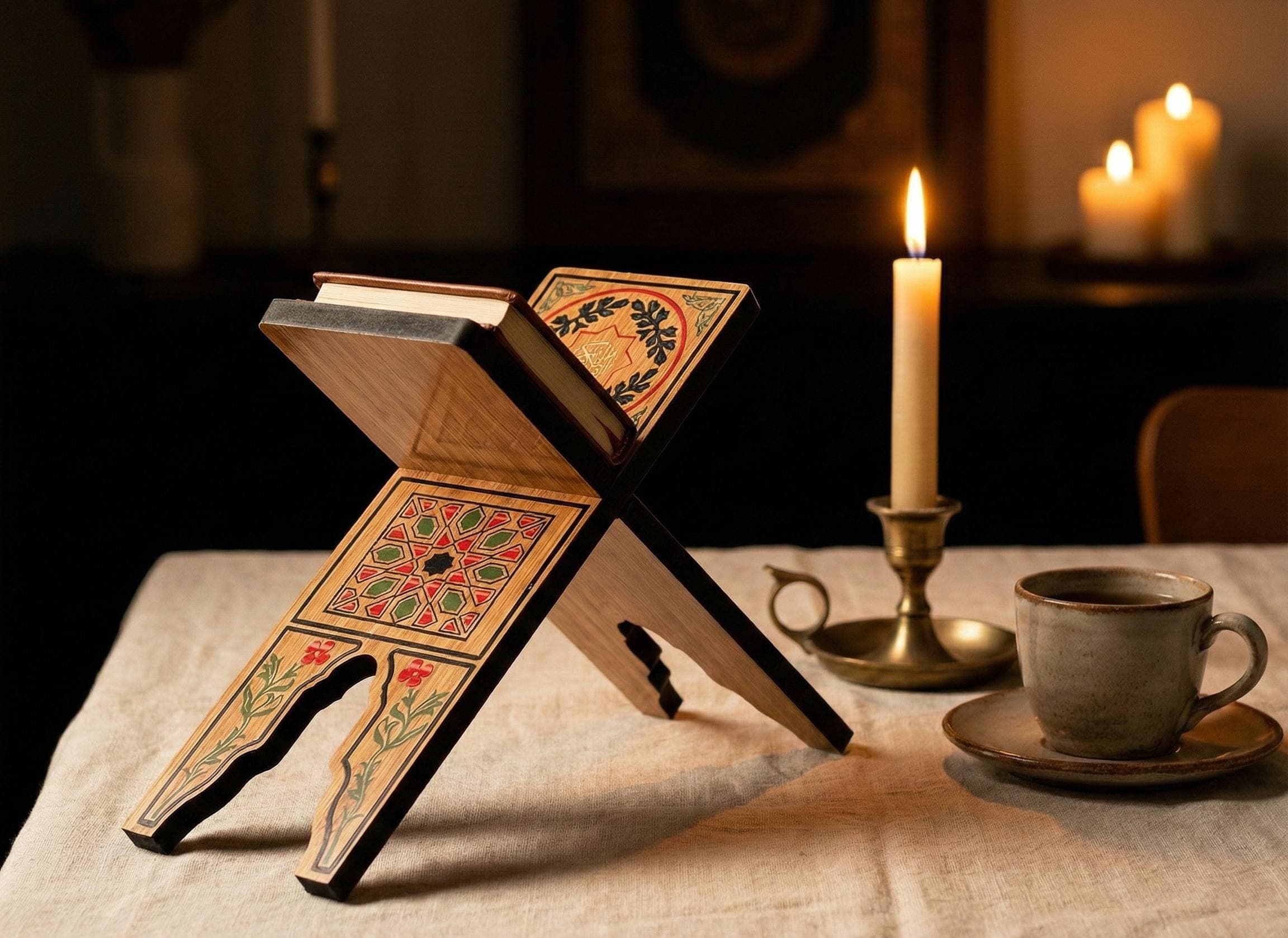 Mini Wooden Quran Stand – Islamic Rahle with Allah & Prophet Names, Eid Gift - image 3