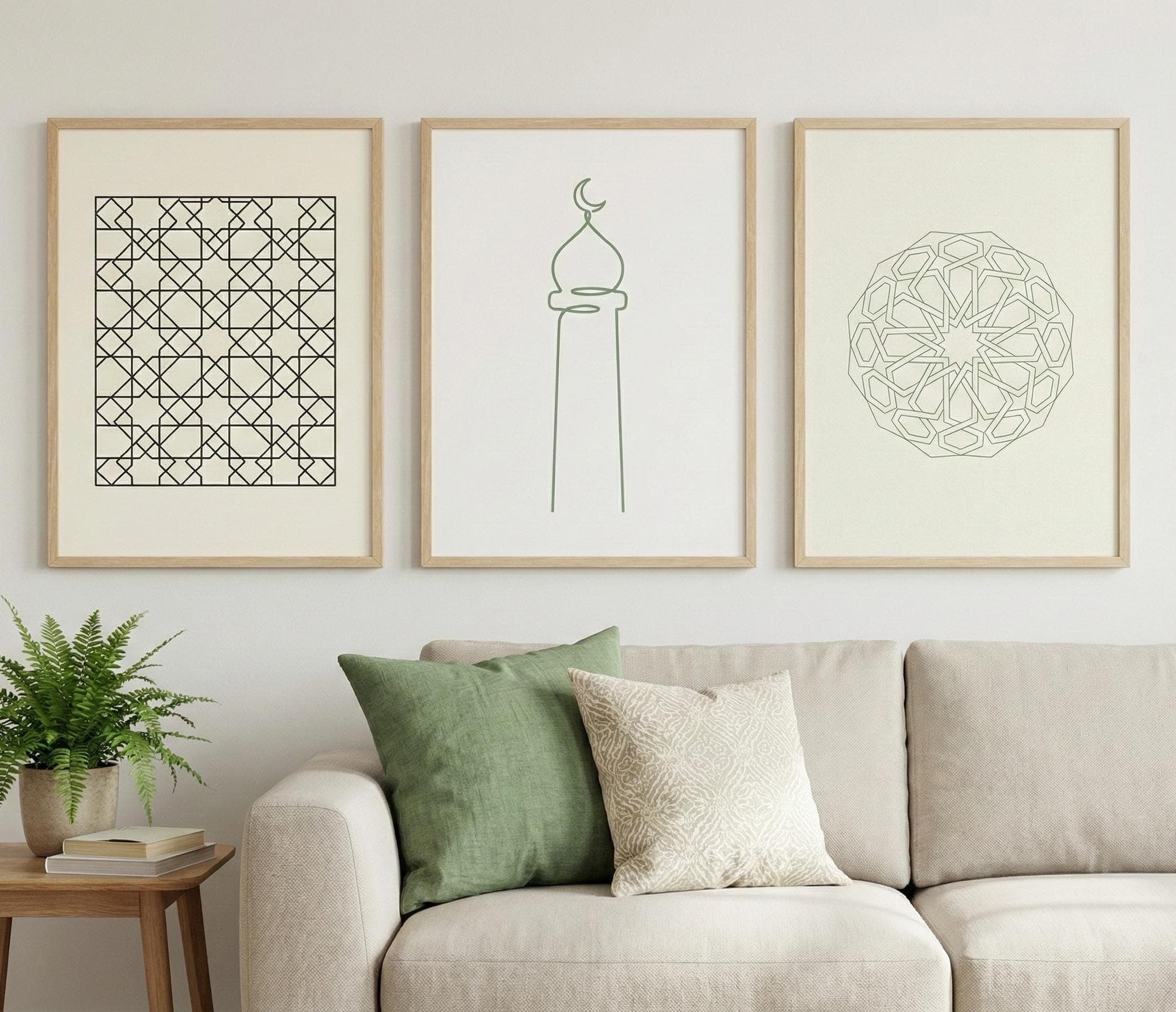 Set of 3 | Modern Islamic Wall Art Set | Mashrabiya Minaret Geometry Prints | Muslim Office & Home Decor - image 5