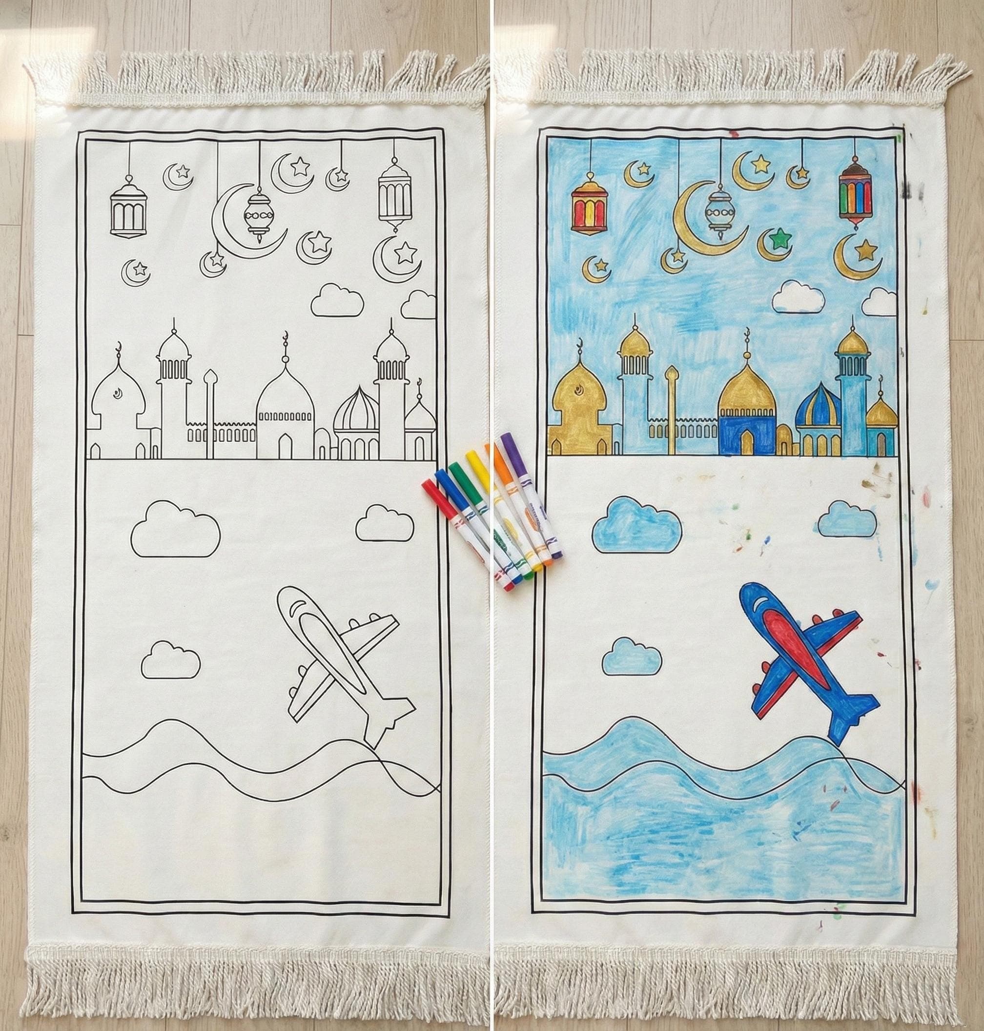 Kids Coloring Prayer Mat Set – Washable Reusable Sejjadah, Ramadan Gift - image 4