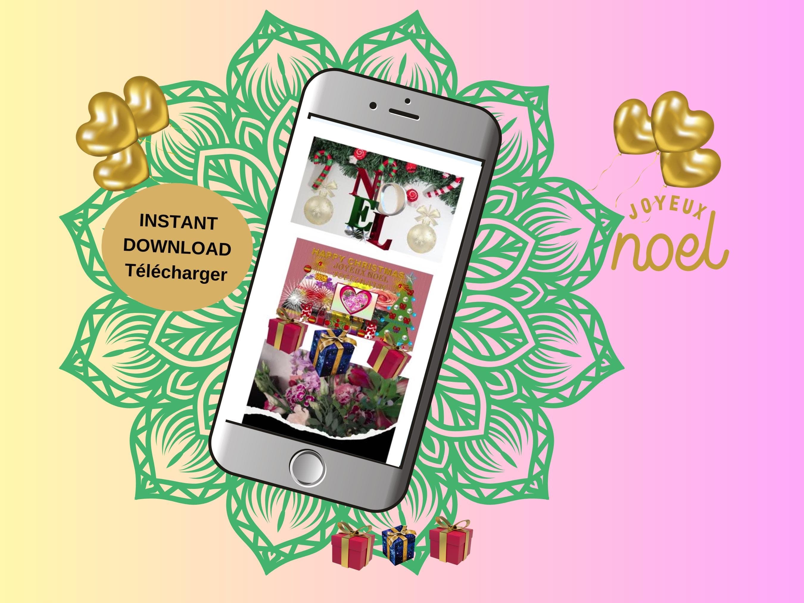 Digital Christmas mobile video - Season's Greetings e-cards. Printable; Animated and Non Animated.  MP4, PNG, PDF Files.
