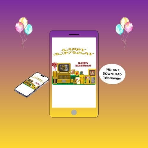 Animated Birthday Video Card - Mobile E-card (MP4, PNG, PDF, GIF Digital Download)