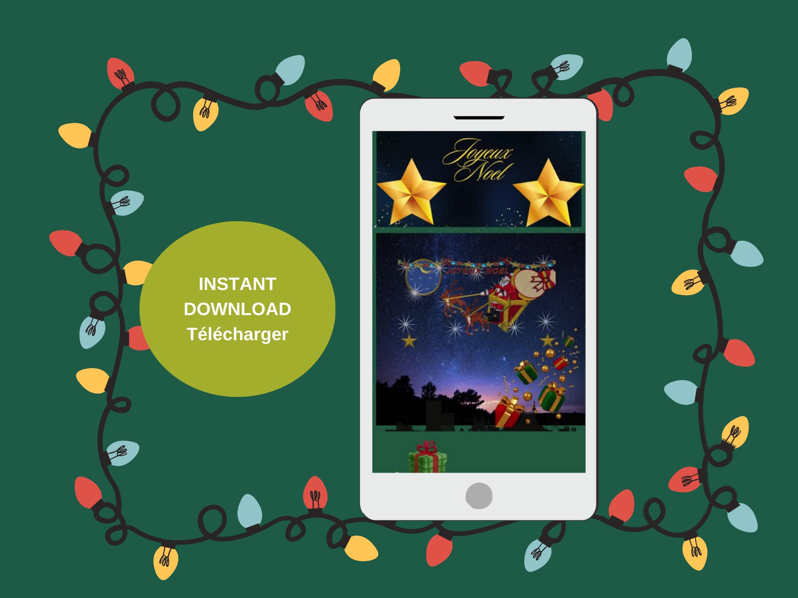 Digital Christmas mobile video - Season's Greetings e-cards. Printable; Animated and Non Animated.  MP4, PNG, PDF Files.