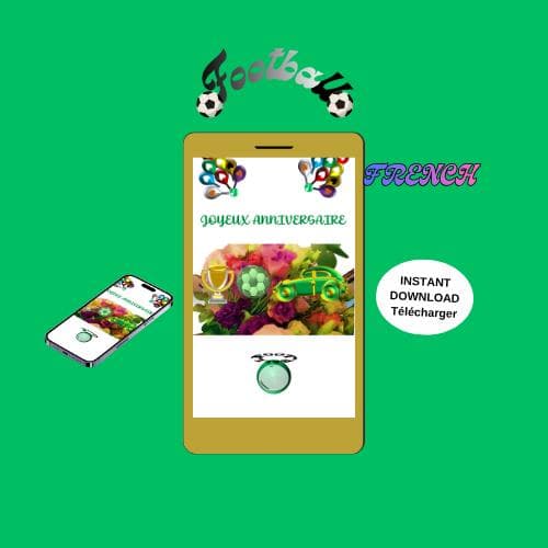 Animated Birthday Video Card -French Mobile E-card (MP4, PNG, PDF, GIF Digital Download)