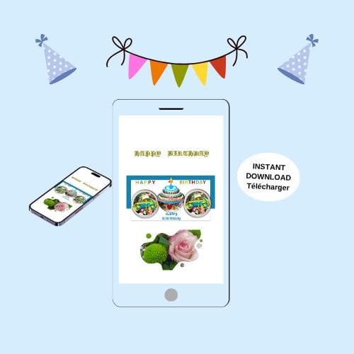 Animated Birthday Video Card - Mobile E-card (MP4, PNG, PDF, GIF Digital Download)