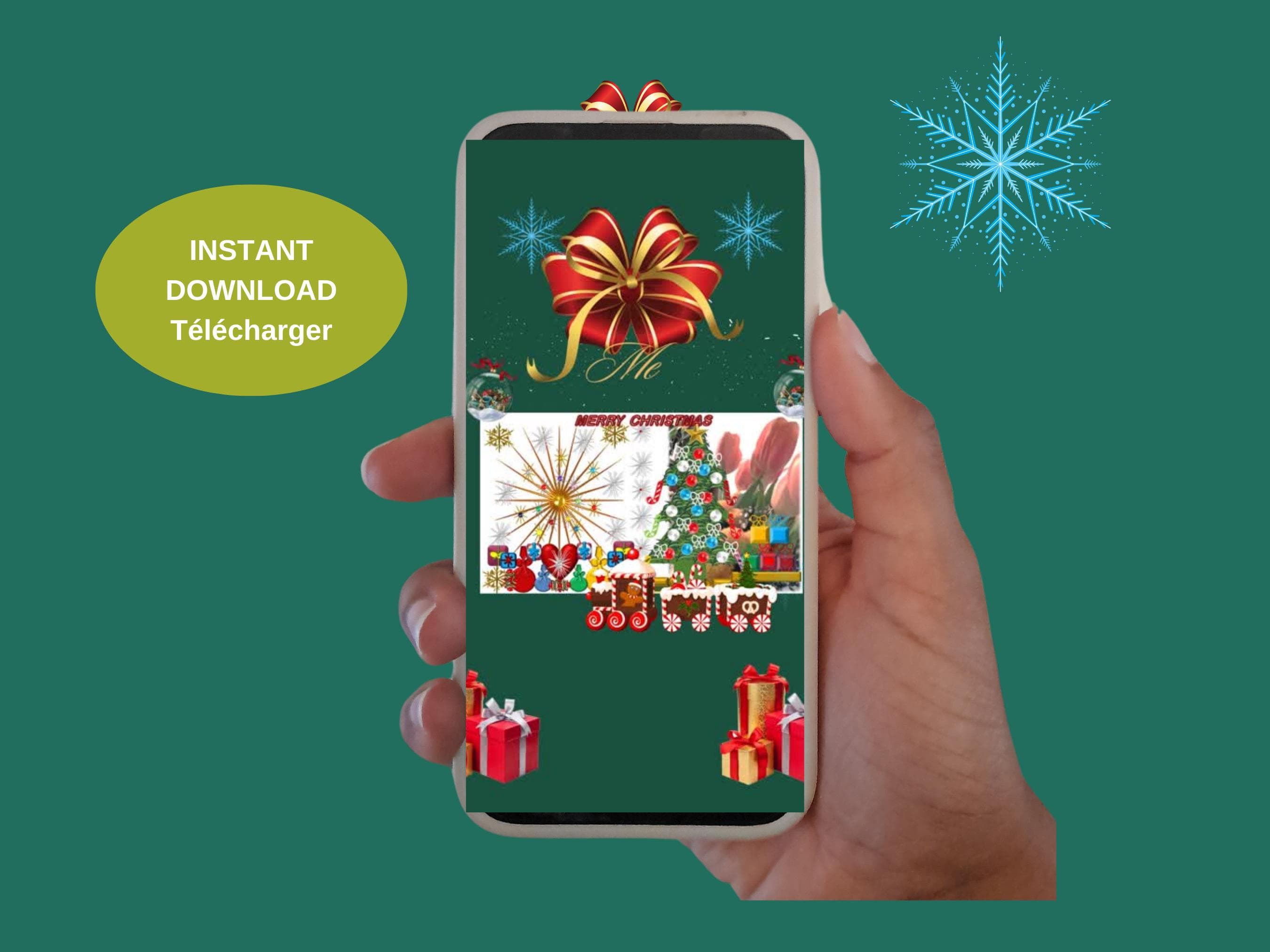 Digital Christmas mobile video - Season's Greetings e-cards. Printable; Animated and Non Animated.  MP4, PNG, PDF Files.
